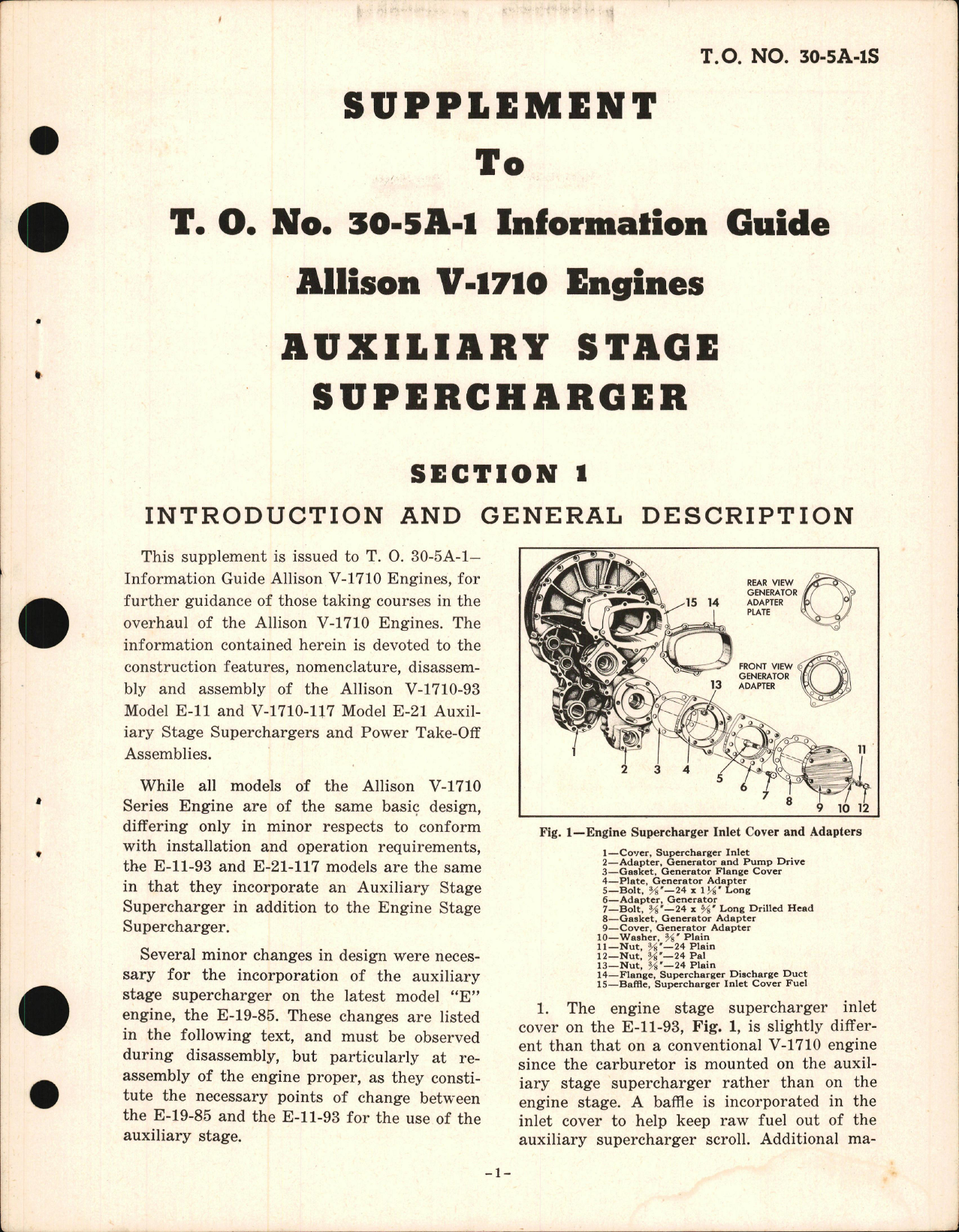 Sample page 5 from AirCorps Library document: Information Guide for Auxiliary Stage Supercharger for V-1710 Engines