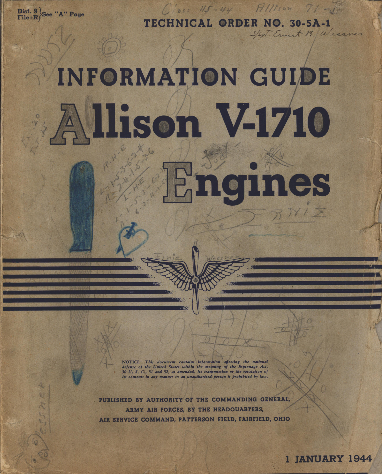 Sample page 1 from AirCorps Library document: Information Guide for Allison V-1710 E and F Engines