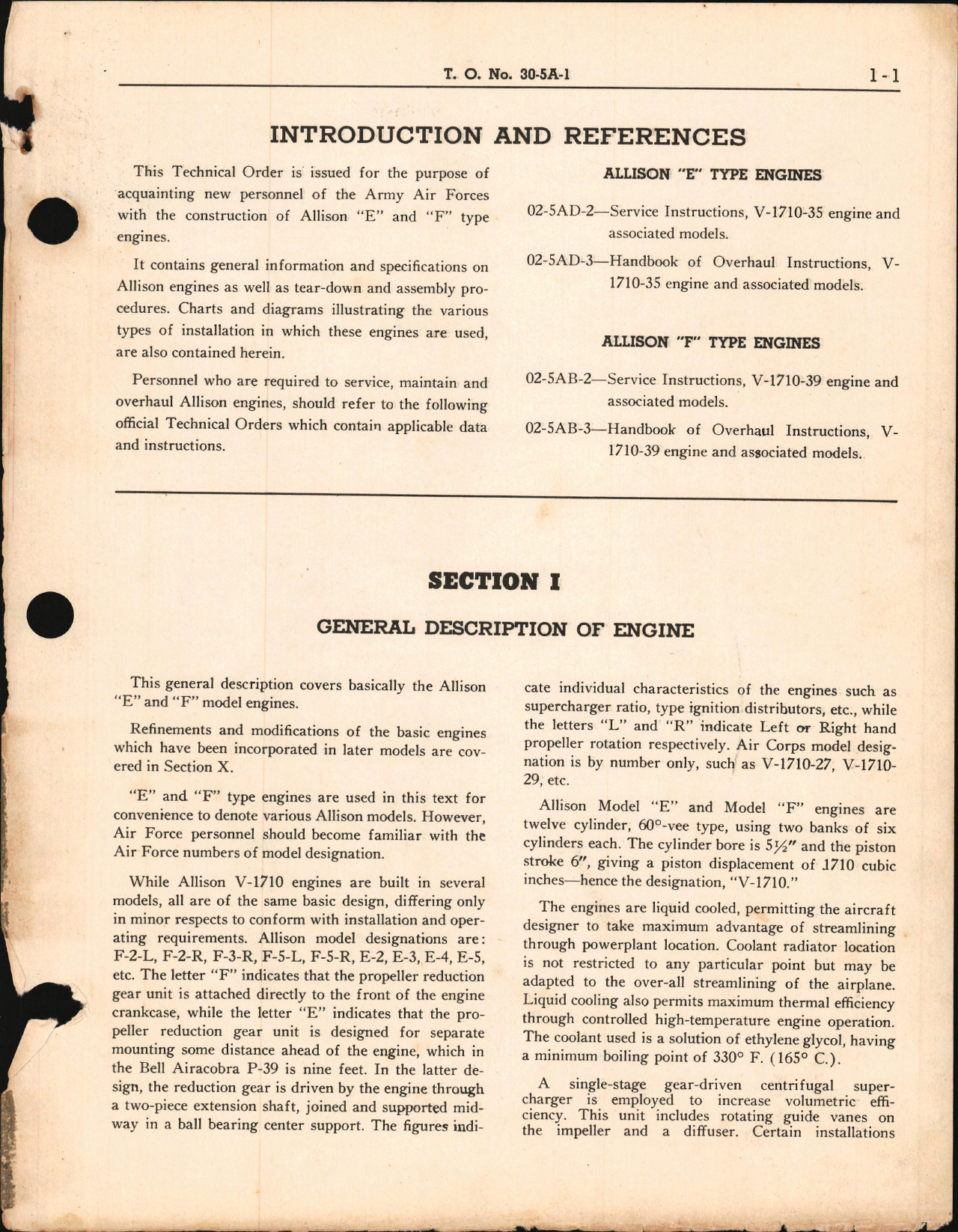 Sample page 5 from AirCorps Library document: Information Guide for Allison V-1710 E and F Engines