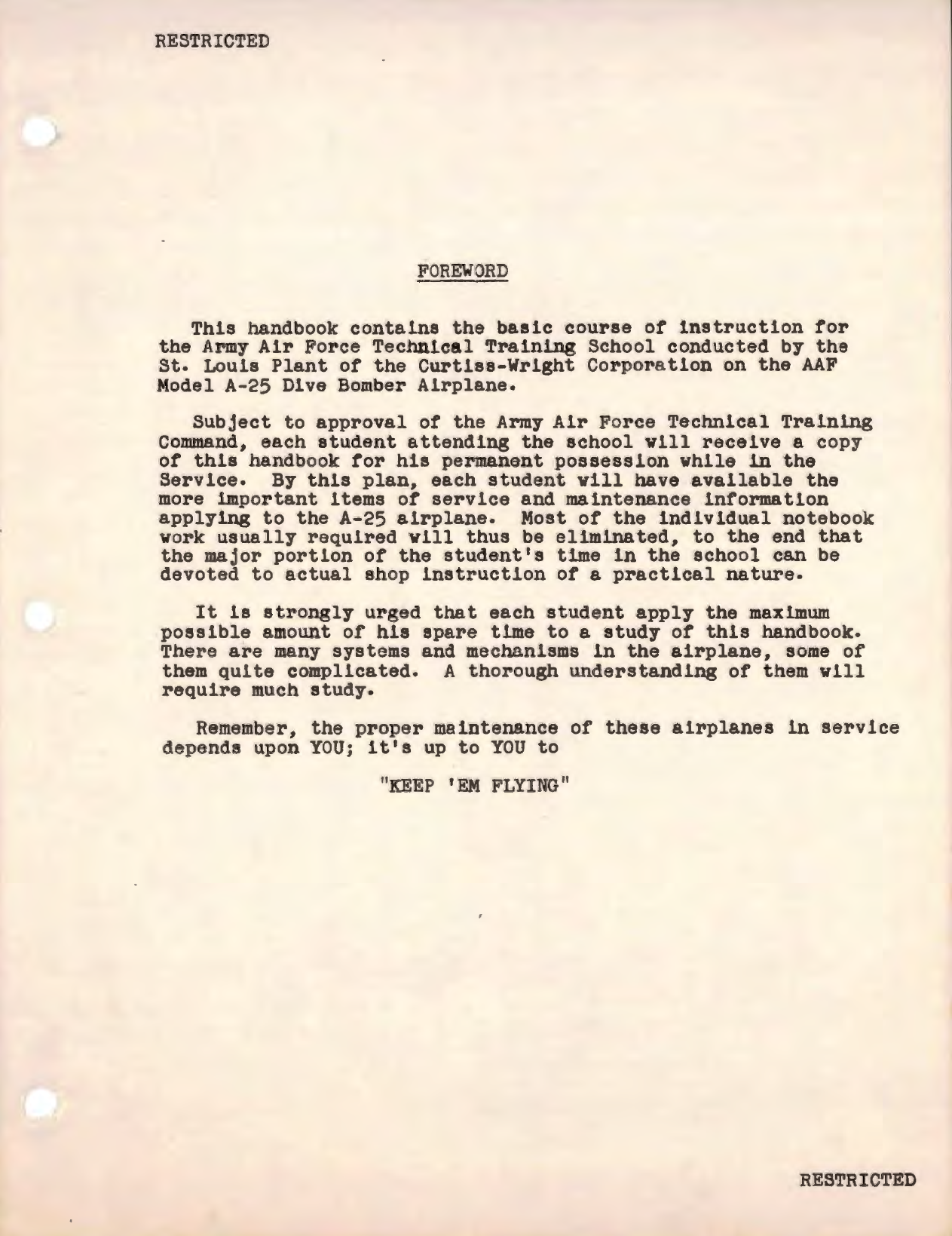 Sample page 7 from AirCorps Library document: Operation & Maintenance Instructions for A-25