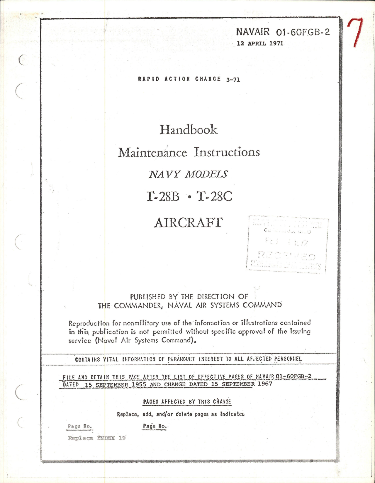 Sample page 1 from AirCorps Library document: Maintenance Instructions for T-28B and T-28C