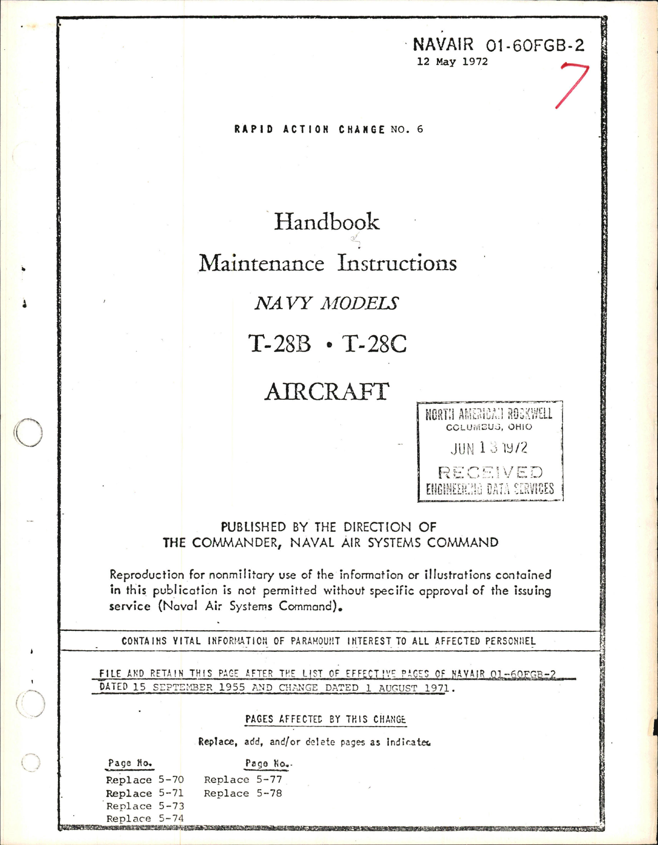 Sample page 1 from AirCorps Library document: Maintenance Instructions for T-28B and T-28C