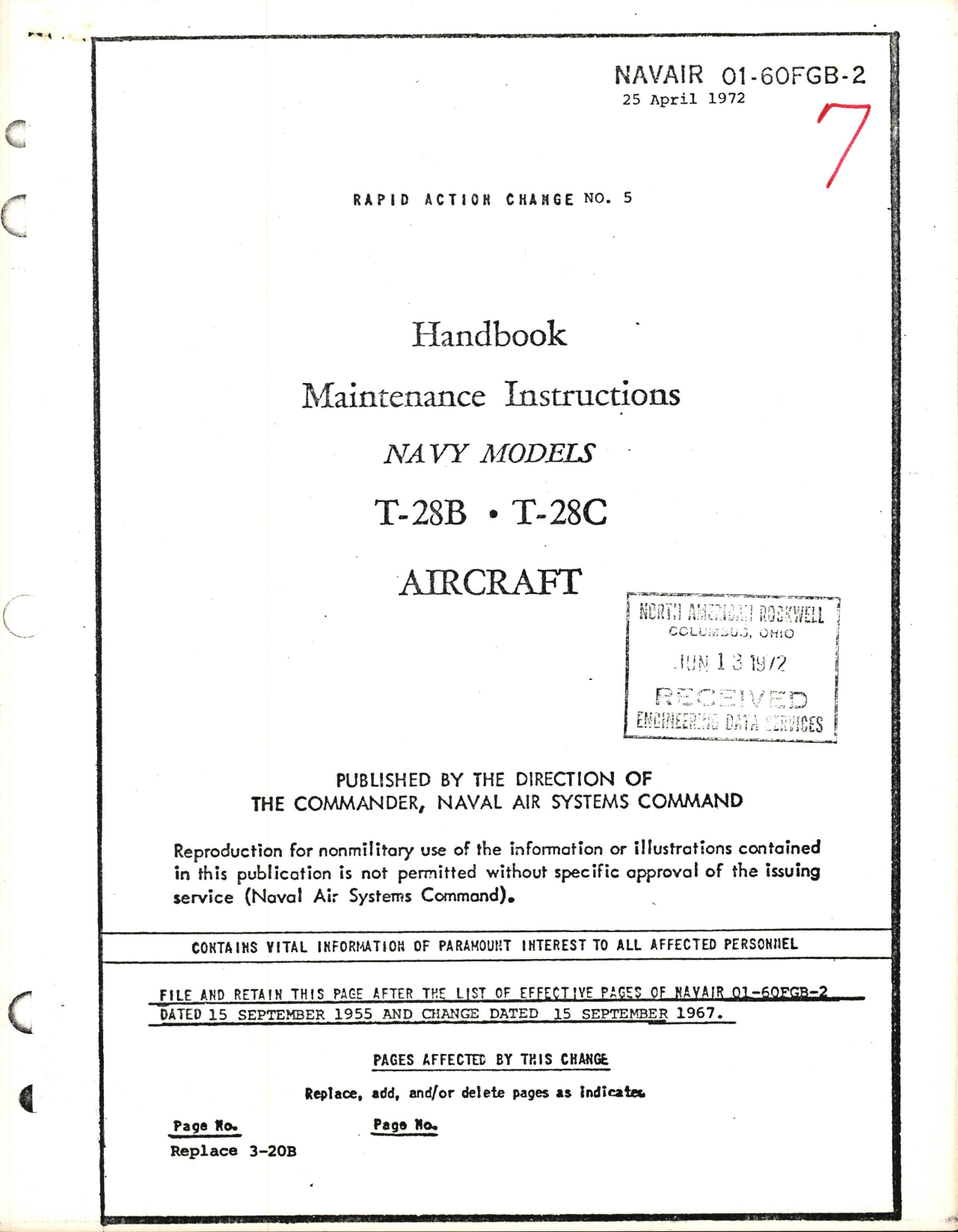 Sample page 1 from AirCorps Library document: Maintenance Instructions for T-28B and T-28C