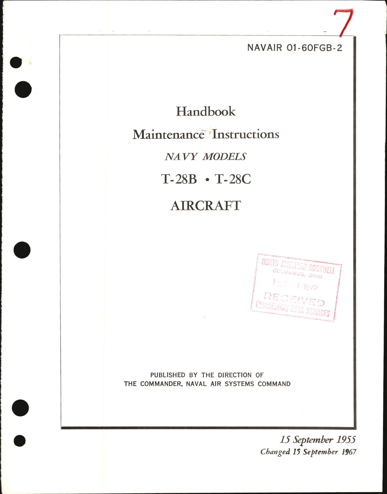 Sample page 1 from AirCorps Library document: Maintenance Instructions for T-28B and T-28C