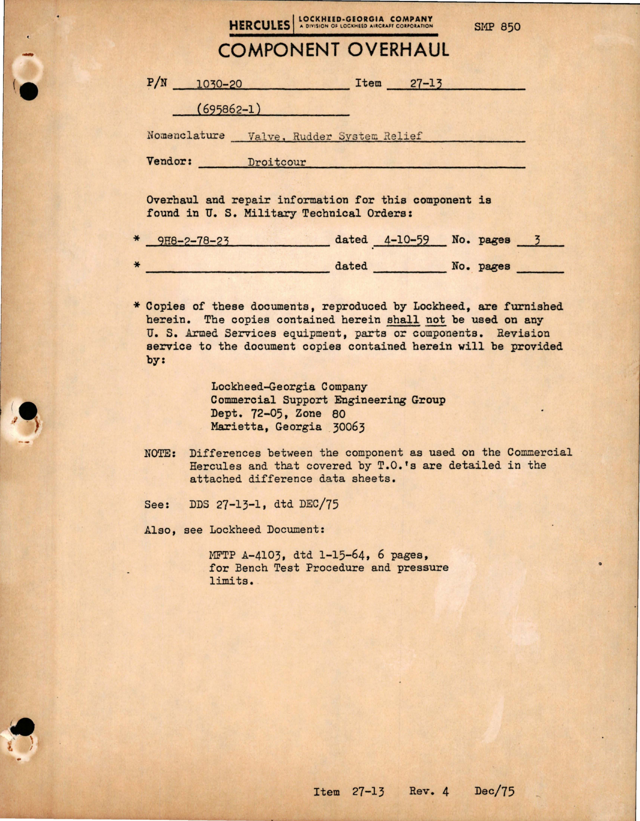 Sample page 1 from AirCorps Library document: Overhaul Instructions with Parts Breakdown for Hydraulic Pressure Relief Valve - AN6279-6CD