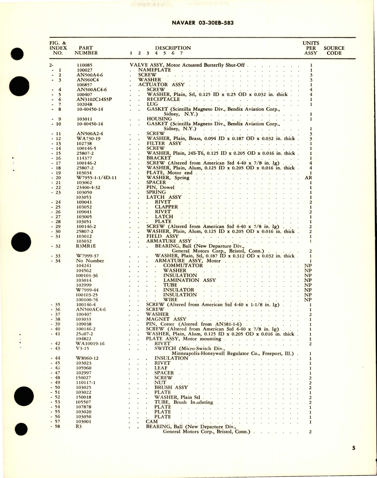 Sample page 5 from AirCorps Library document: Overhaul Instructions with Parts Breakdown for Motor Actuated Butterfly Shut-Off Valve - Part 110085 