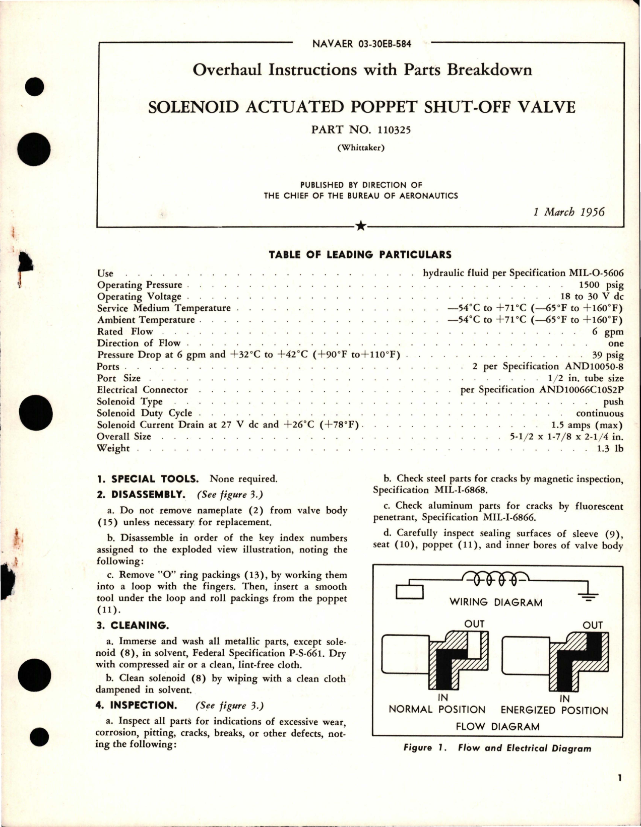 Sample page 1 from AirCorps Library document: Overhaul Instructions with Parts Breakdown for Solenoid Actuated Poppet Shut-Off Valve - Part 110325