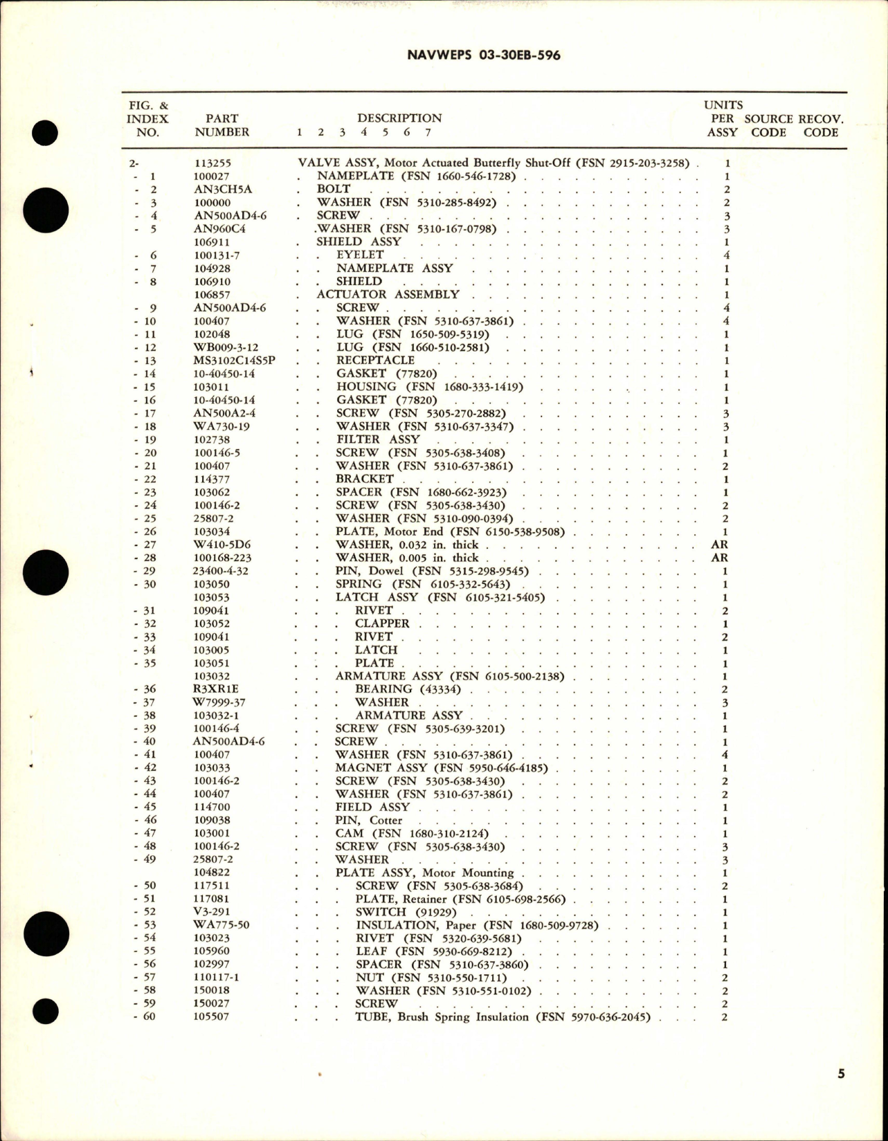 Sample page 5 from AirCorps Library document: Overhaul Instructions with Parts Breakdown for Motor Actuated Butterfly Shut-Off Valve Assembly - Part 113255