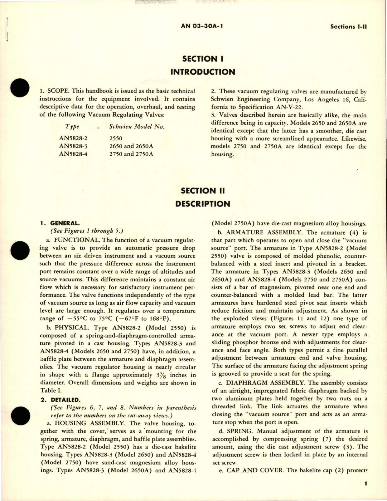 Sample page 5 from AirCorps Library document: Operation, Service and Overhaul Instructions with Parts Catalog for Vacuum Regulating Valves