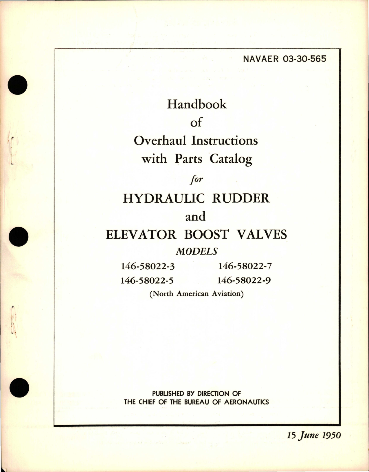 Sample page 1 from AirCorps Library document: Overhaul Instructions with Parts Catalog for Hydraulic Rudder & Elevator Boost Valves