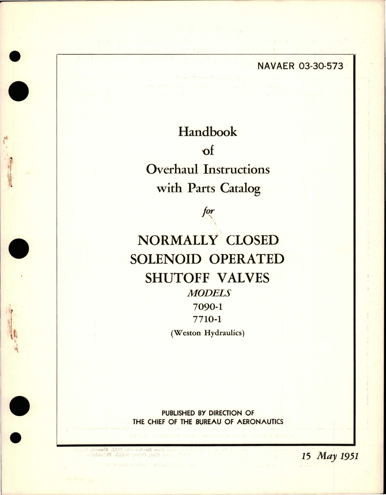 Sample page 1 from AirCorps Library document: Overhaul Instructions with Parts Catalog for Normally Closed Solenoid Operated Shutoff Valves - Models 7090-1 and 7710-1