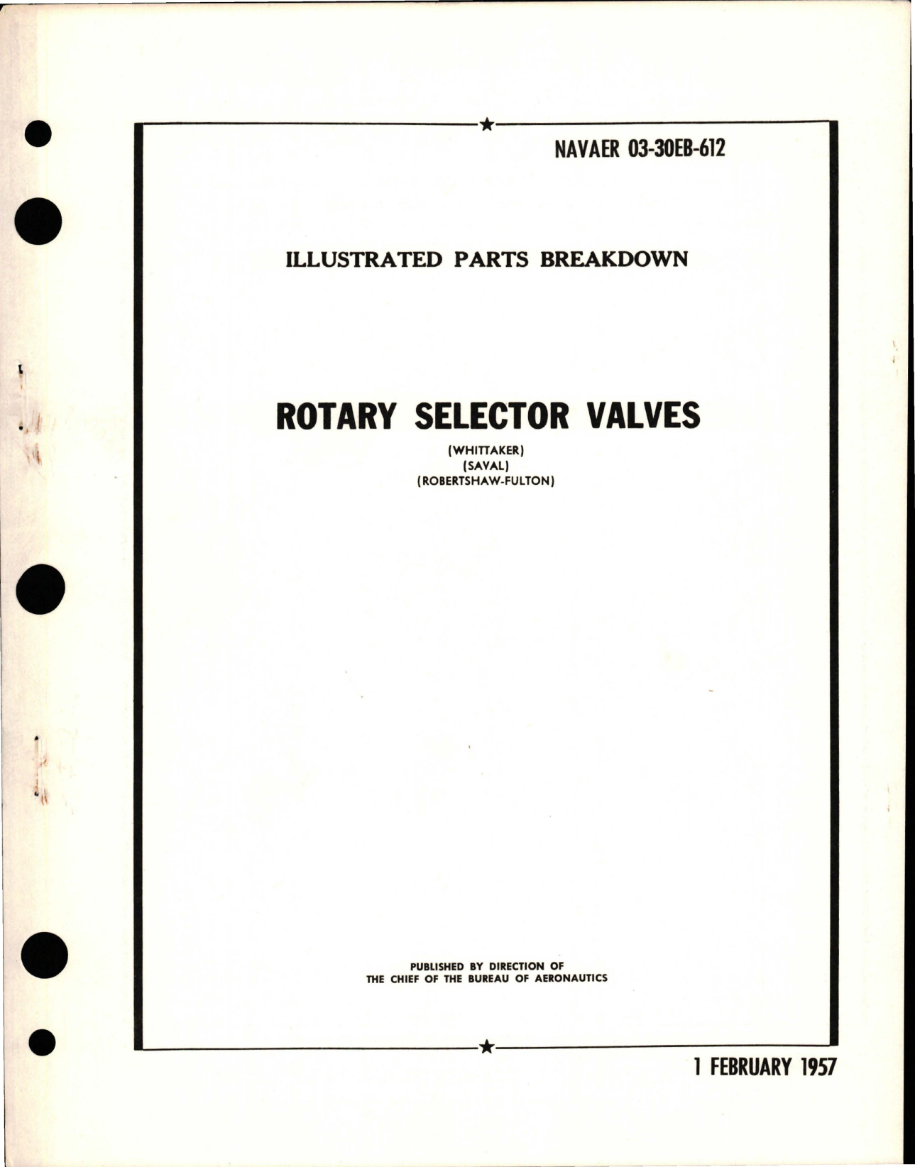Sample page 1 from AirCorps Library document: Illustrated Parts Breakdown for Rotary Selector Valves