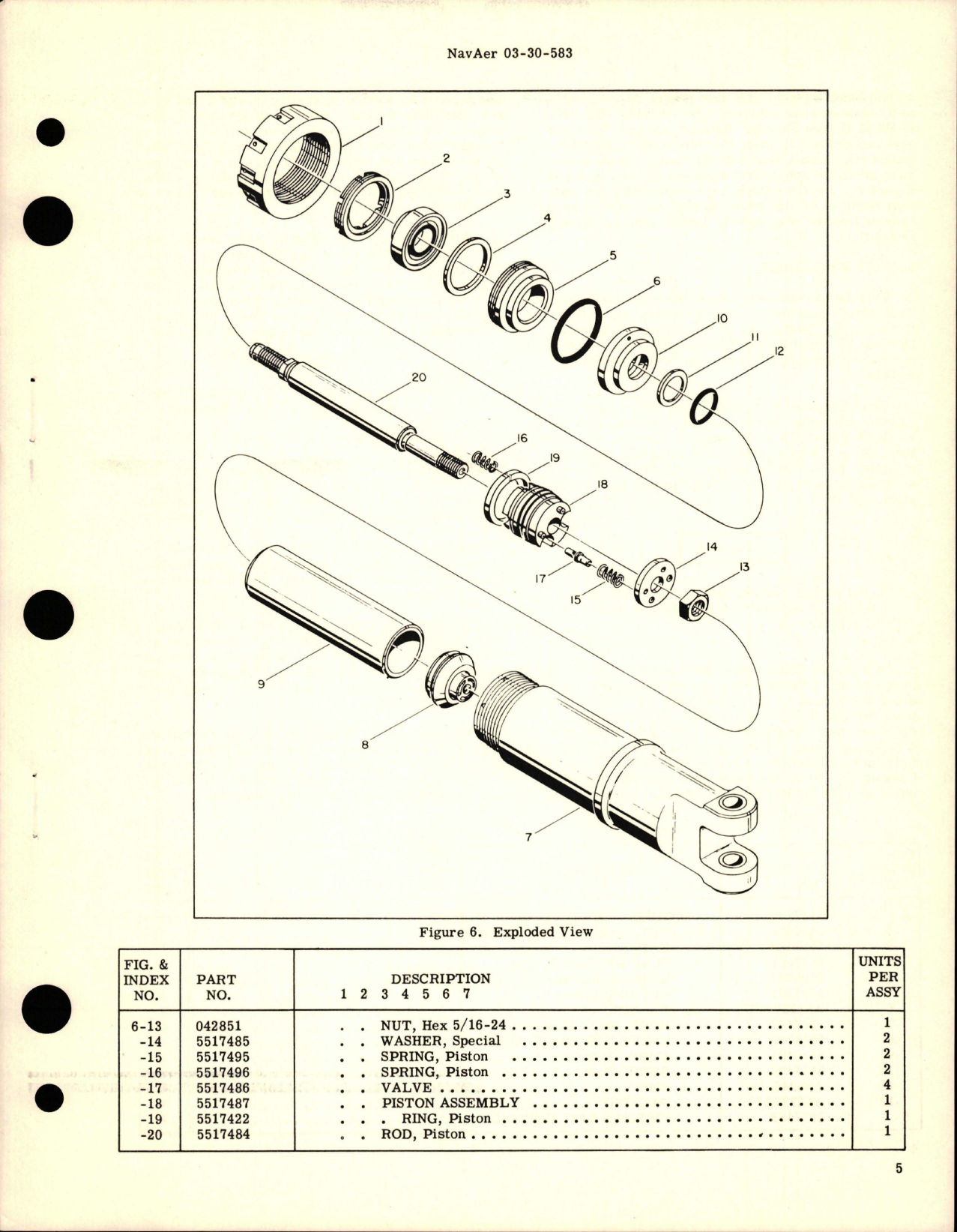 Sample page 5 from AirCorps Library document: Overhaul Instructions with Parts Breakdown for Rotor Blade Lag Damper Assembly - 5517100
