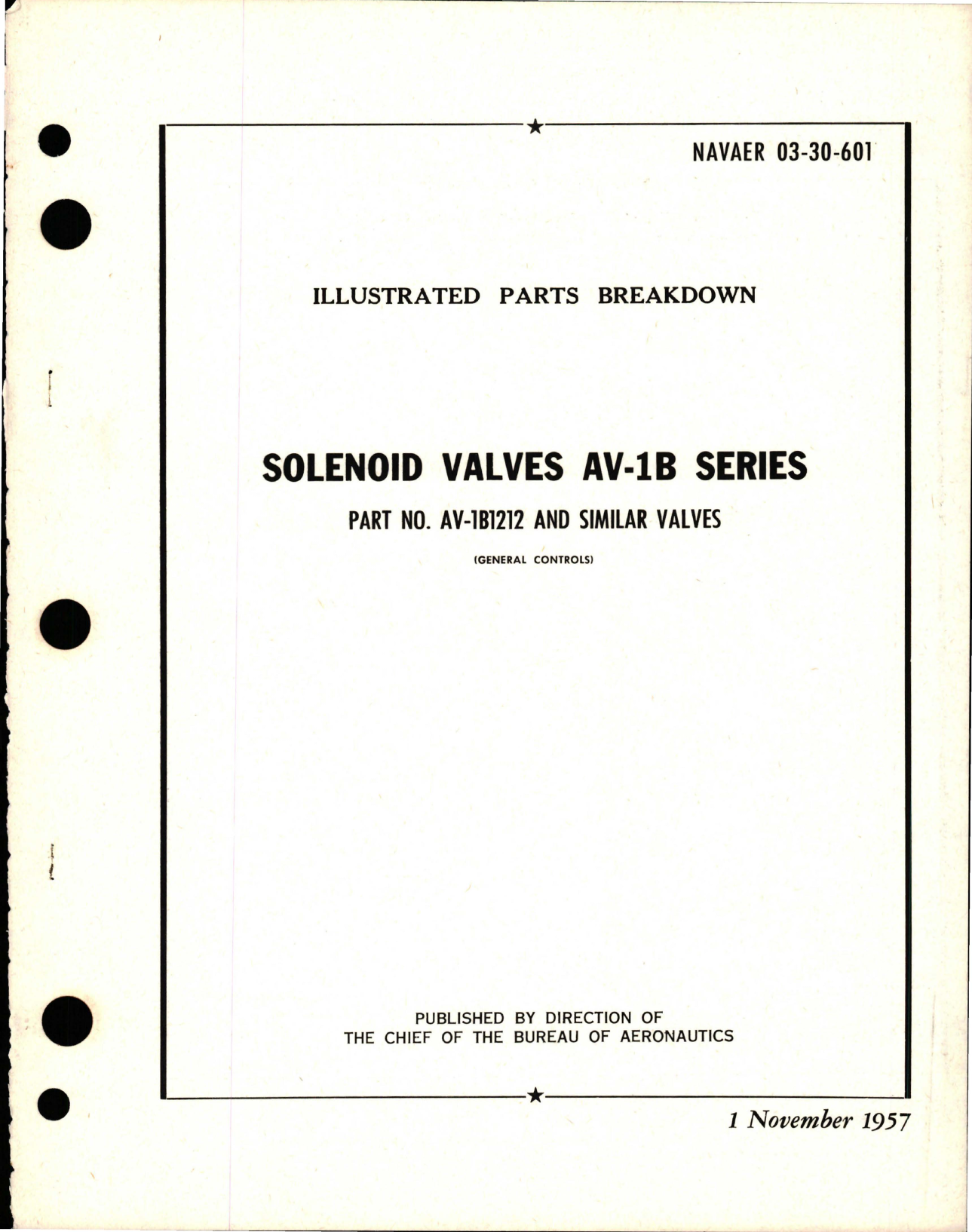 Sample page 1 from AirCorps Library document: Illustrated Parts Breakdown for Solenoid Valves - AV-1B Series - Part AV-1B1212 and Similar Valves