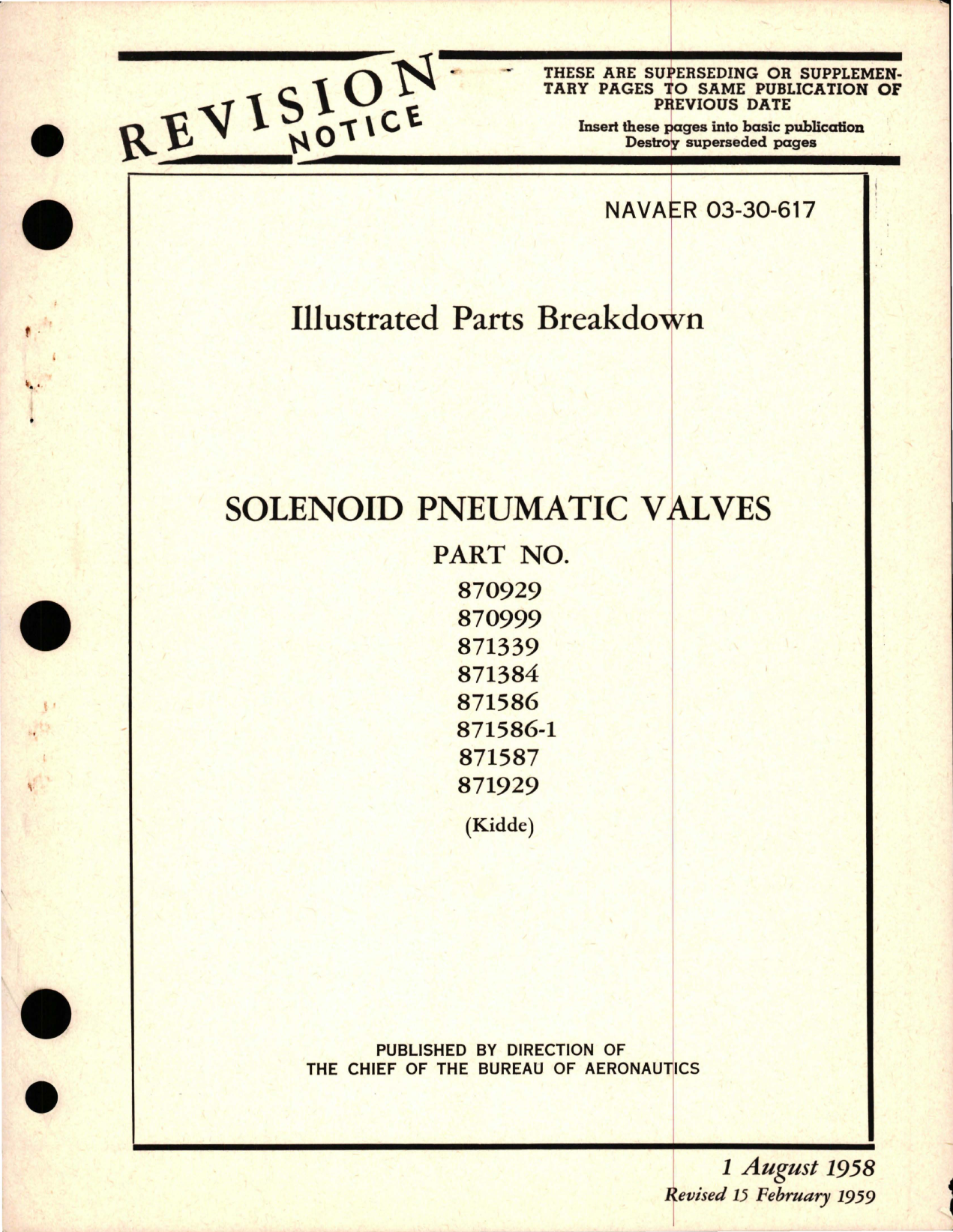 Sample page 1 from AirCorps Library document: Illustrated Parts Breakdown for Solenoid Pneumatic Valves