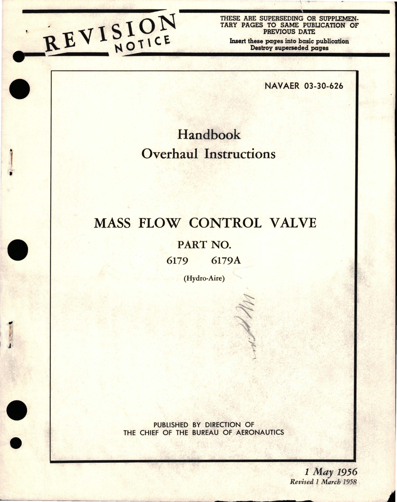 Sample page 1 from AirCorps Library document: Overhaul Instructions for Mass Flow Control Valve - Parts 6179 and 6179A