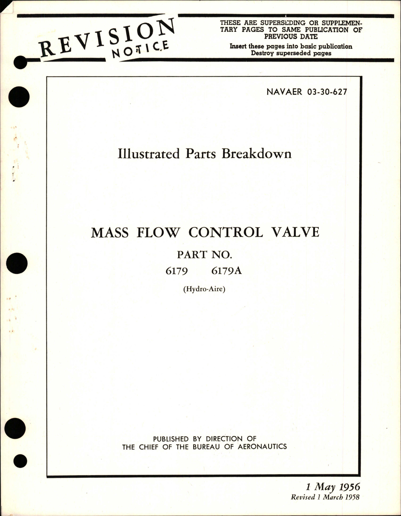 Sample page 1 from AirCorps Library document: Illustrated Parts Breakdown for Mass Flow Control Valve - Part 6179 and 6179A
