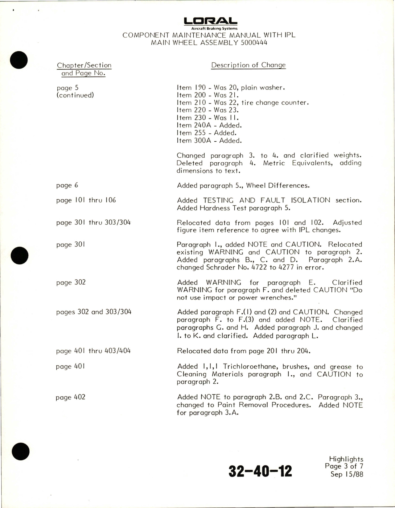 Sample page 9 from AirCorps Library document: Maintenance Manual with Illustrated Parts List for Main Wheel Assembly