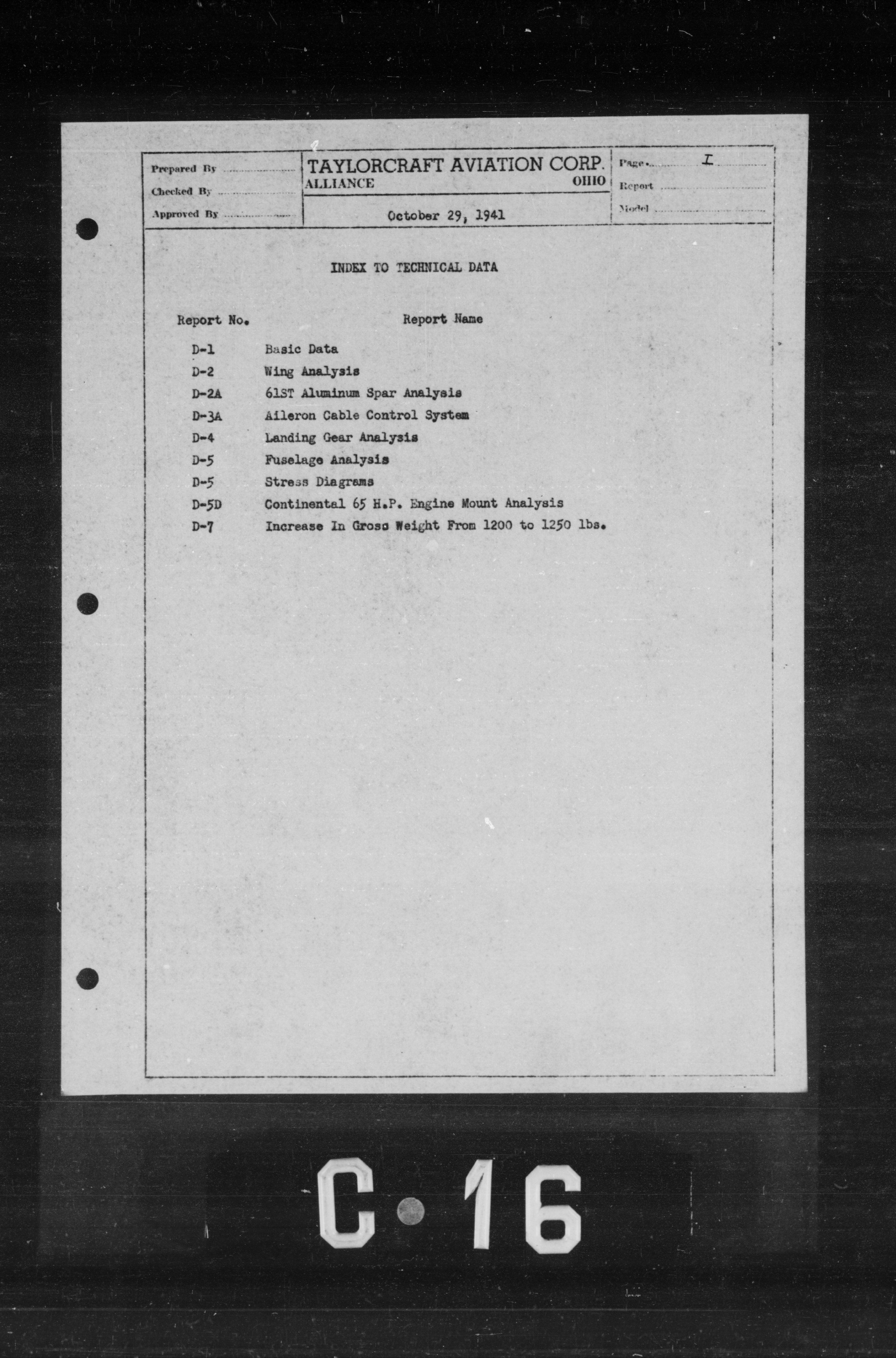 Sample page 2 from AirCorps Library document: Index to Technical Data for Model DG-65D SPL and YO-57