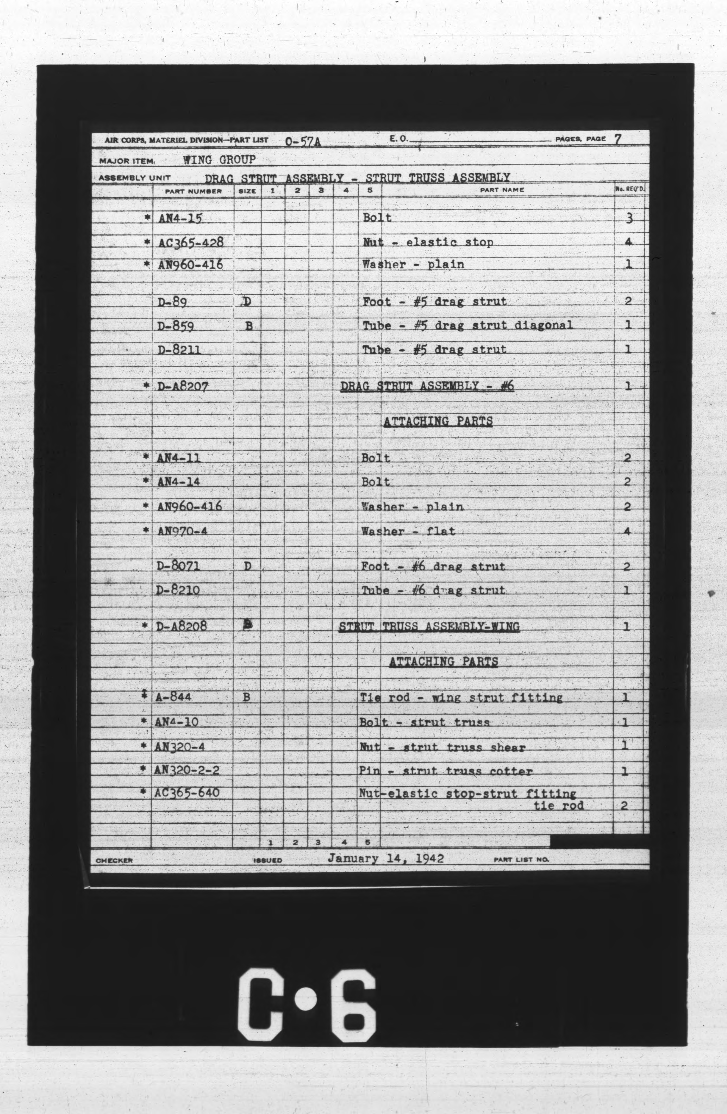 Sample page 7 from AirCorps Library document: Airplane General Assembly Parts List for O-57A