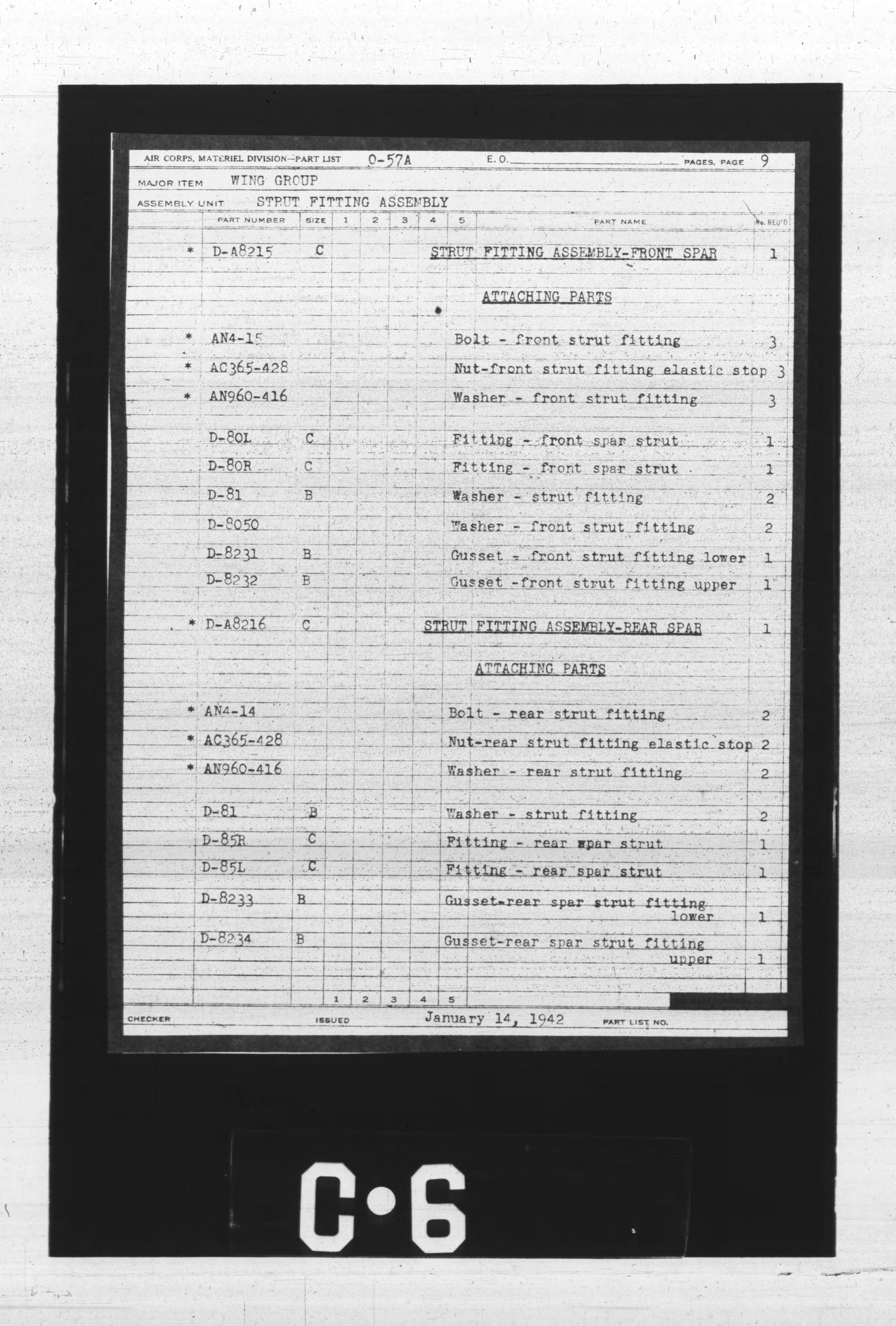 Sample page 9 from AirCorps Library document: Airplane General Assembly Parts List for O-57A
