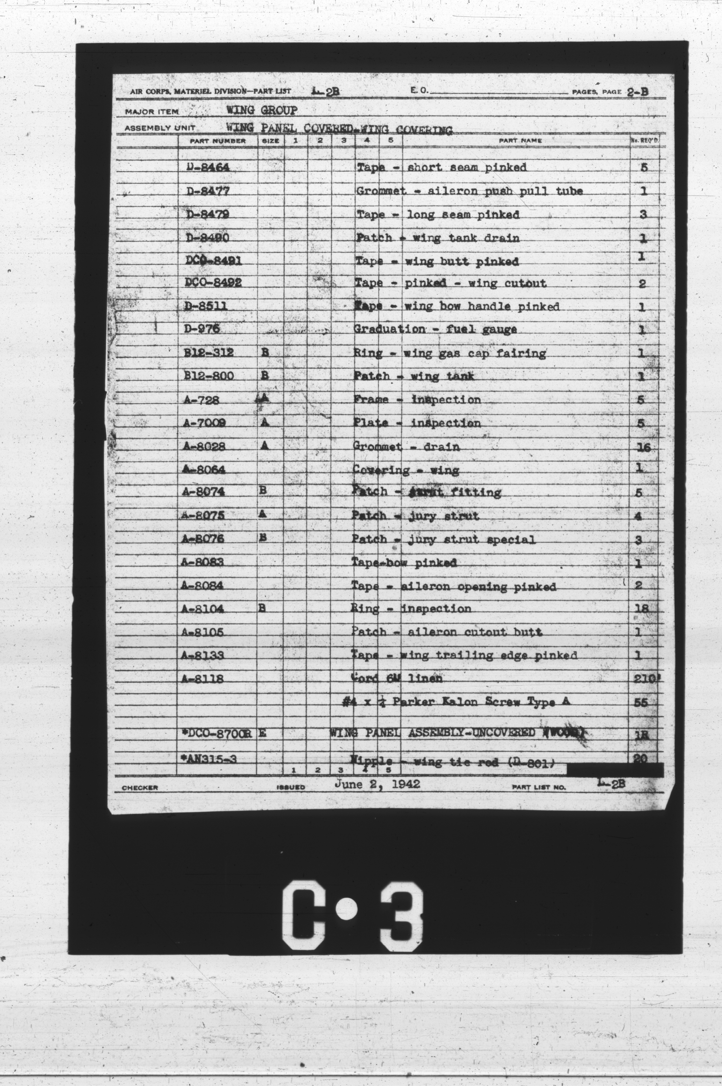 Sample page 9 from AirCorps Library document: Deleted and Additional Items Parts List for L-2A (O-57A) To Make L-2B