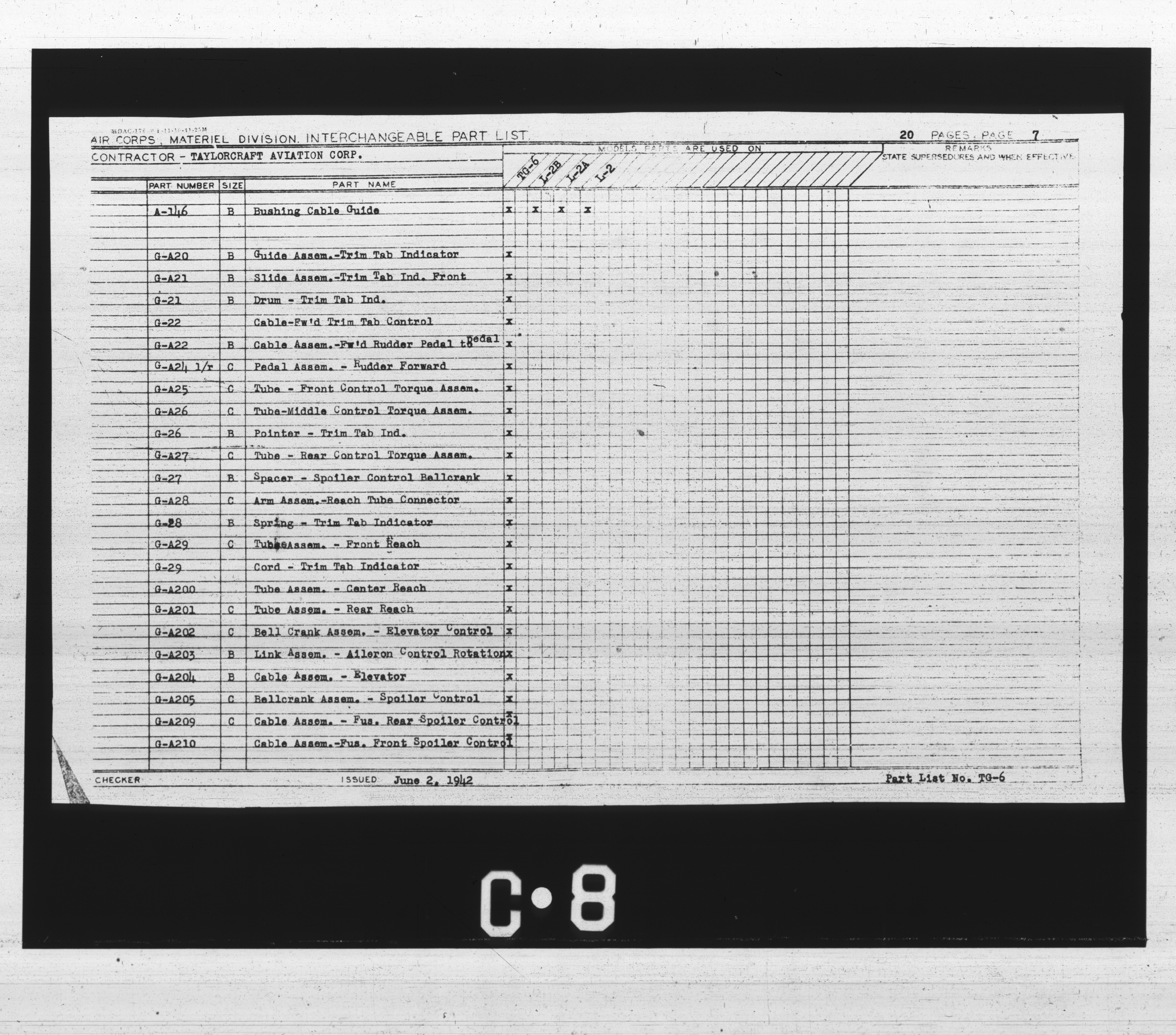 Sample page 7 from AirCorps Library document: Interchangeable Parts List for TG-6, L-2B, L-2A, and L-2