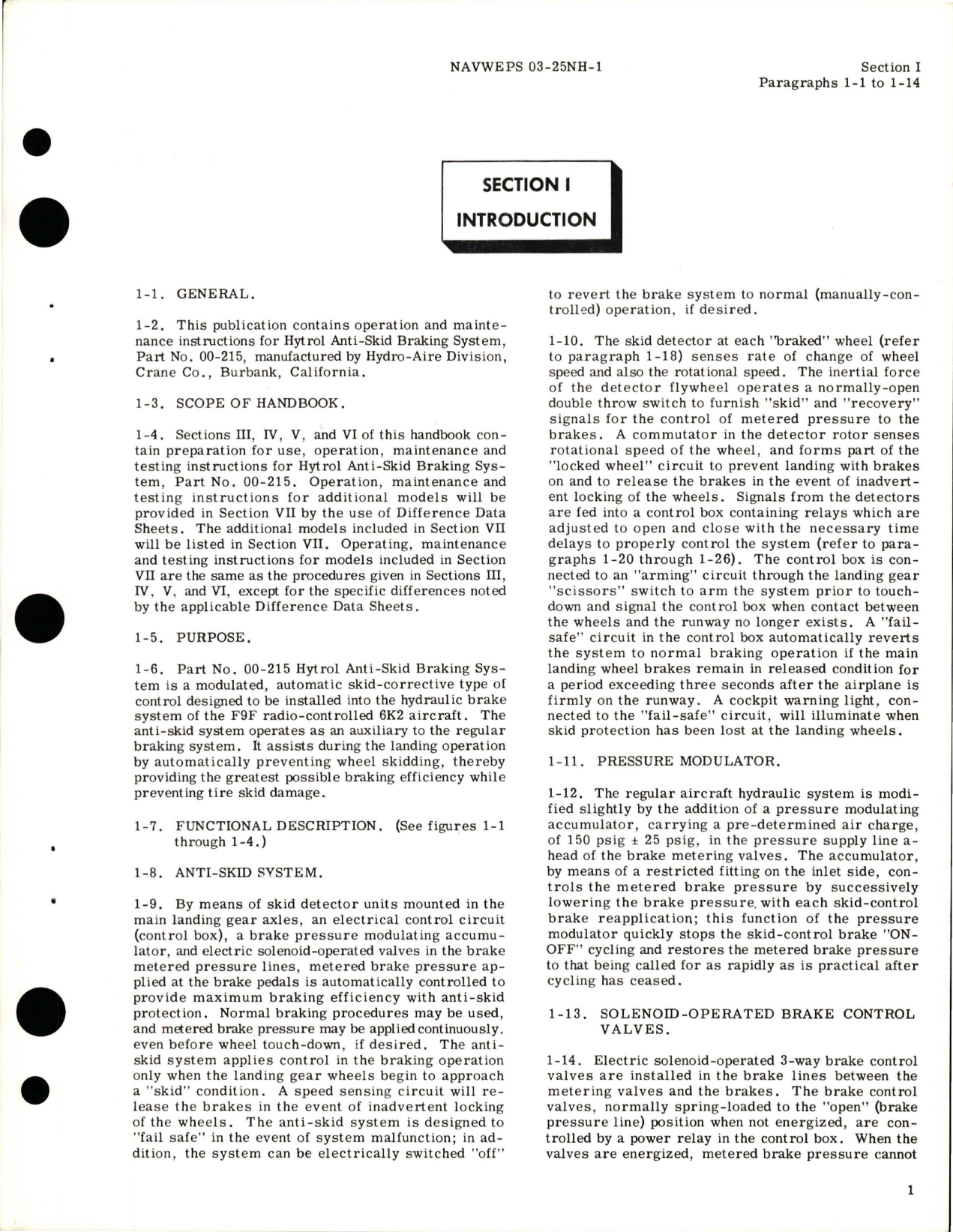 Sample page 5 from AirCorps Library document: Operation and Maintenance Instructions for Hytrol Anti-Skid Braking System - Part 00-215