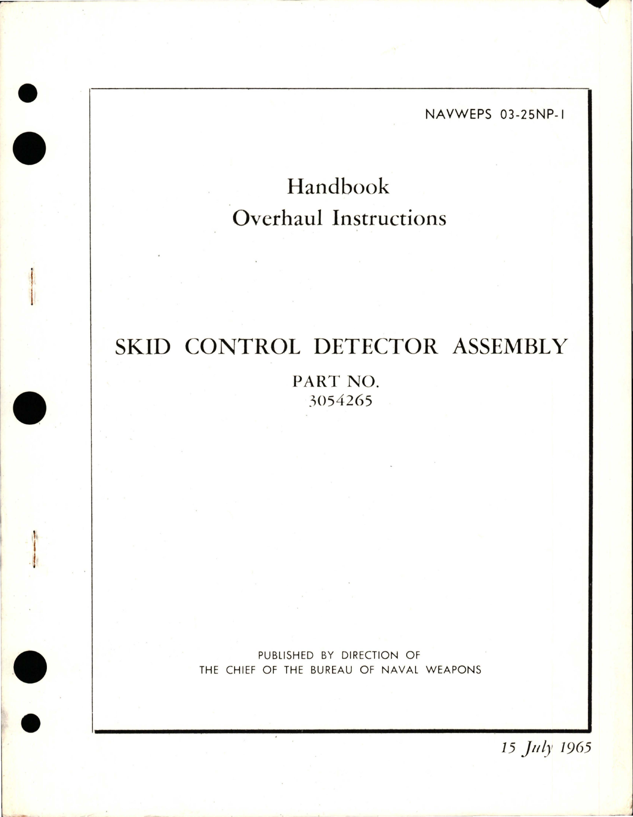 Sample page 1 from AirCorps Library document: Overhaul Instructions for Skid Control Detector Assembly - Part 3054265