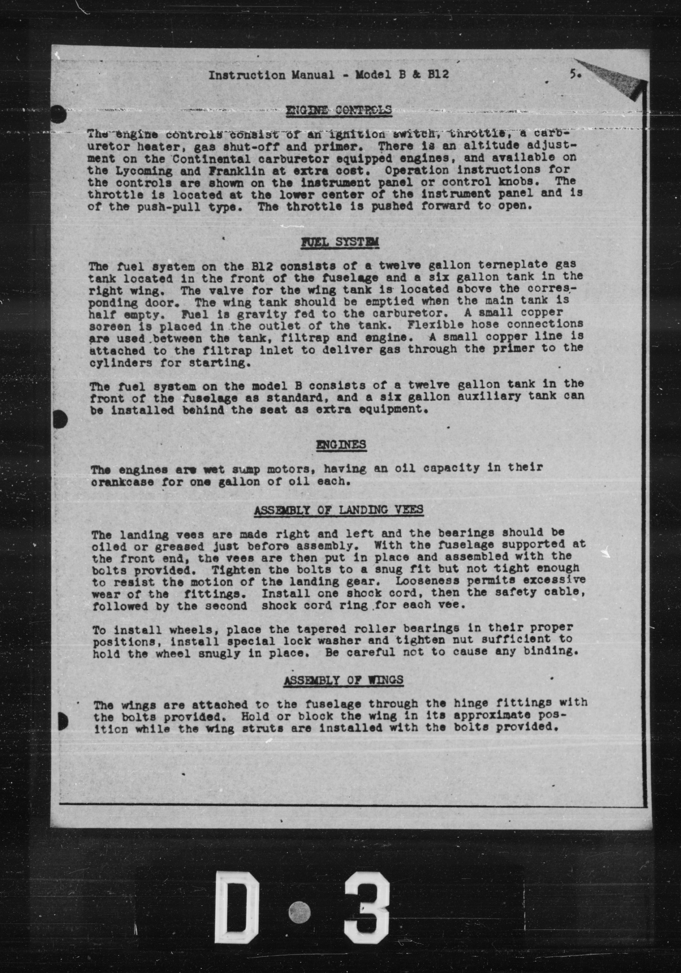Sample page 5 from AirCorps Library document: Instruction Manual for Model B & B12