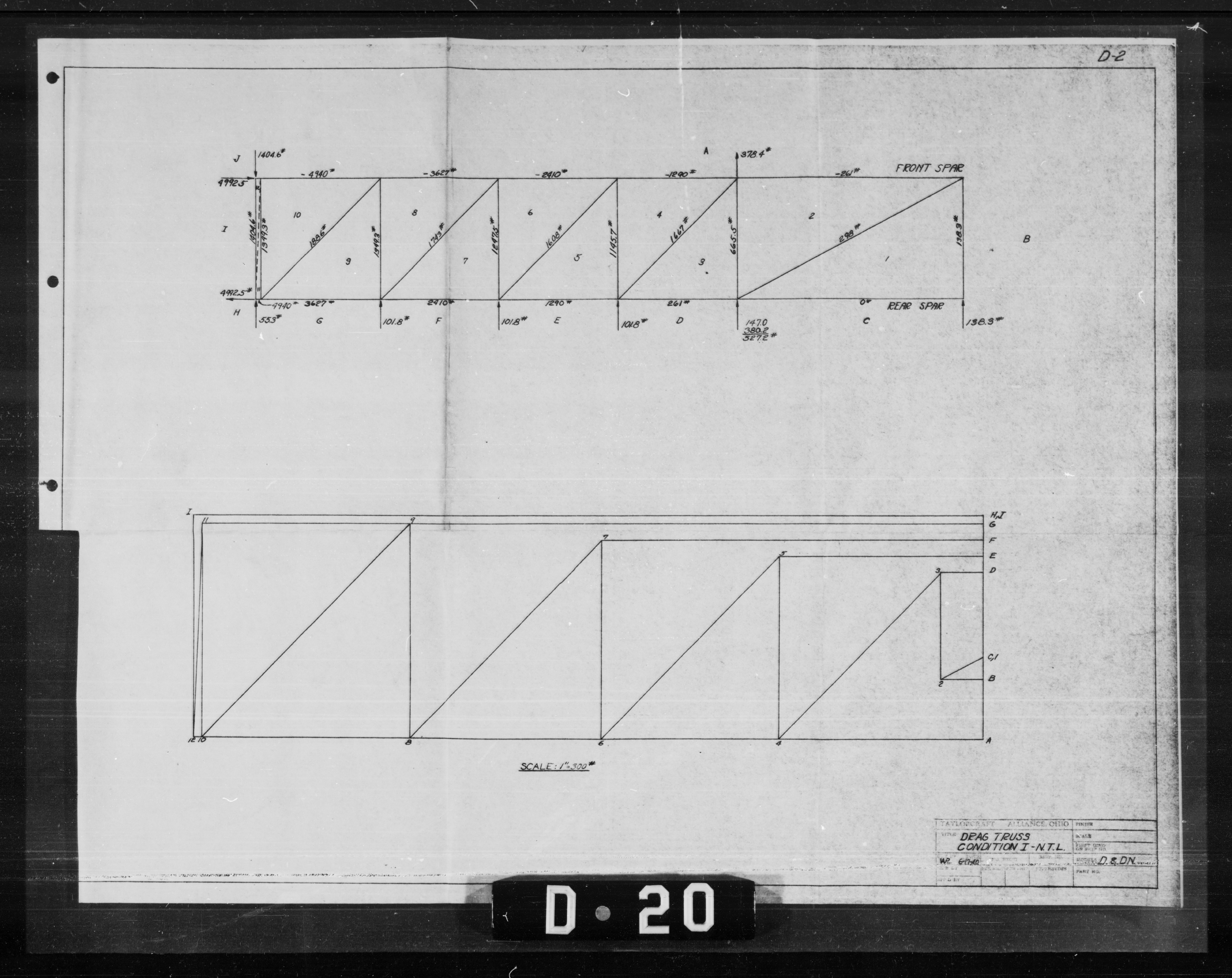 Sample page 2 from AirCorps Library document: Wing Analysis Stress Diagrams for Model D & DN