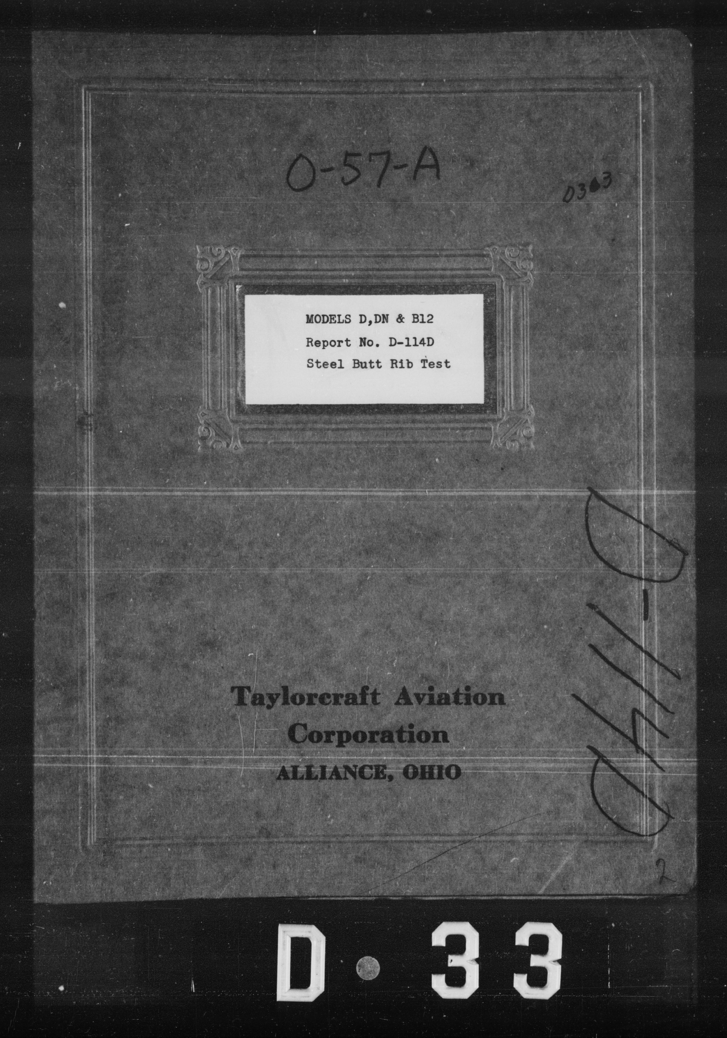 Sample page 1 from AirCorps Library document: Steel Butt Rib Test for Model D, DN & B12