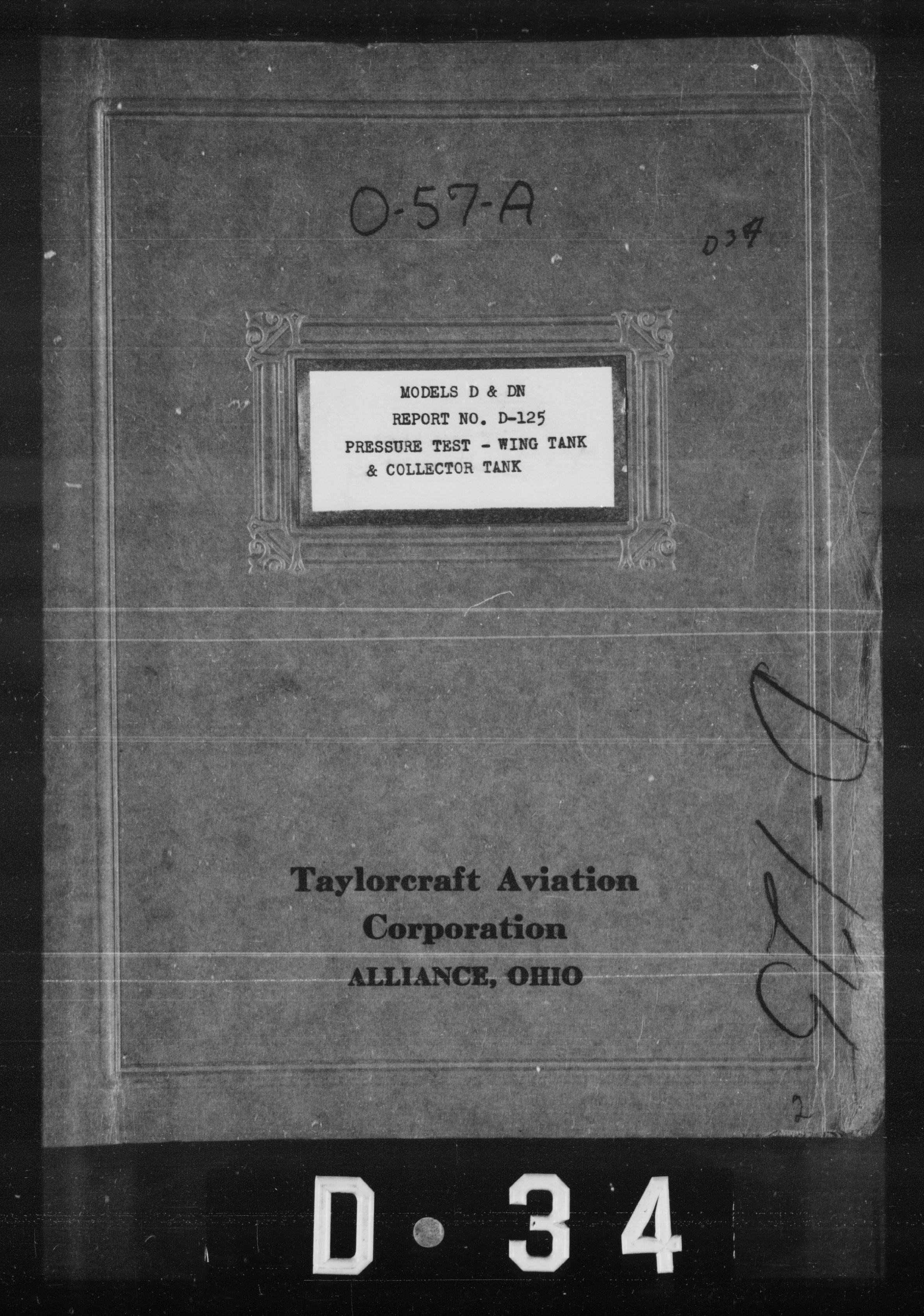 Sample page 1 from AirCorps Library document: Pressure Test - Wing Tank & Collector Tank for Models D & DN