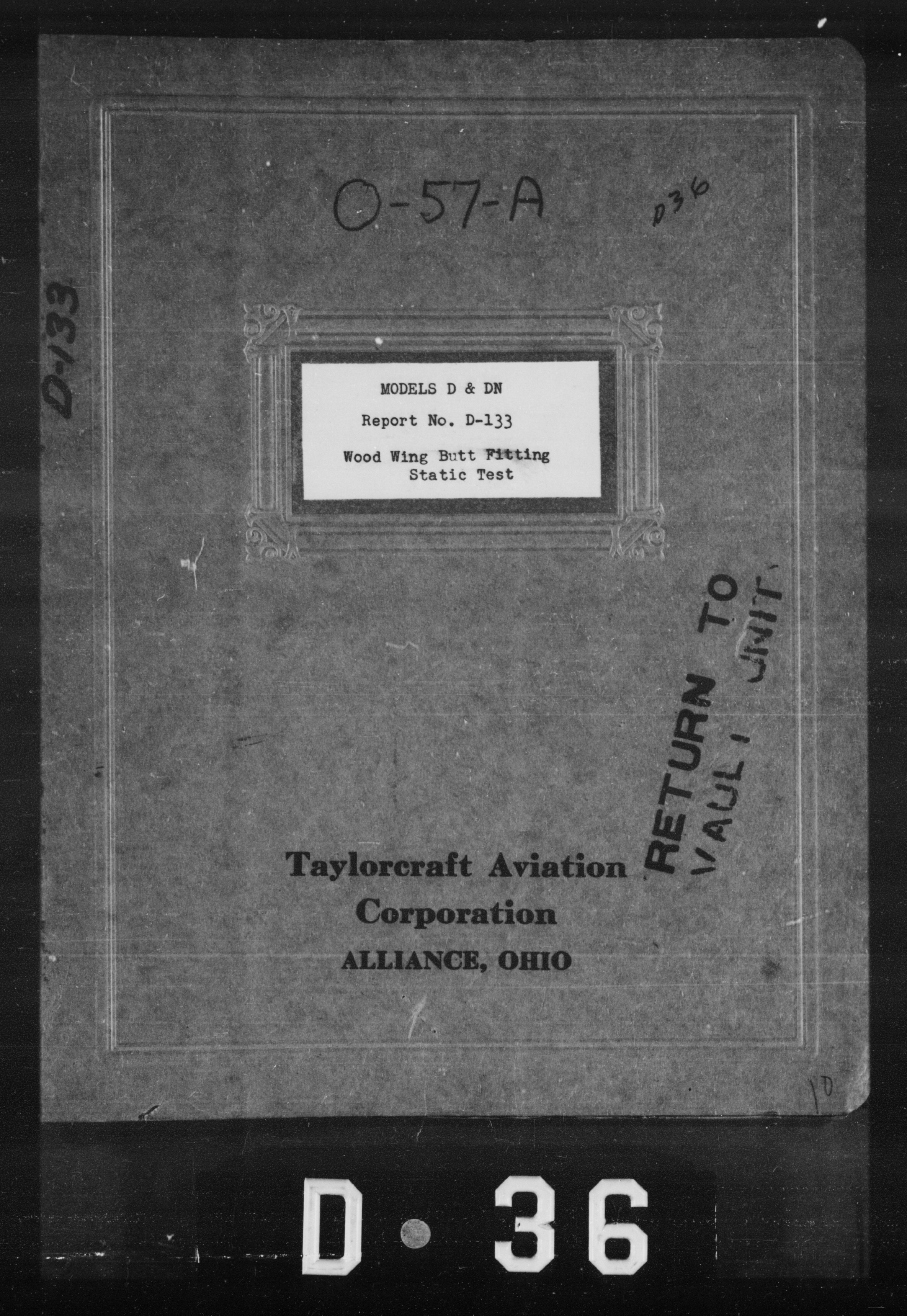 Sample page 1 from AirCorps Library document: Wood Wing Butt Fitting Static Test for Models D & DN