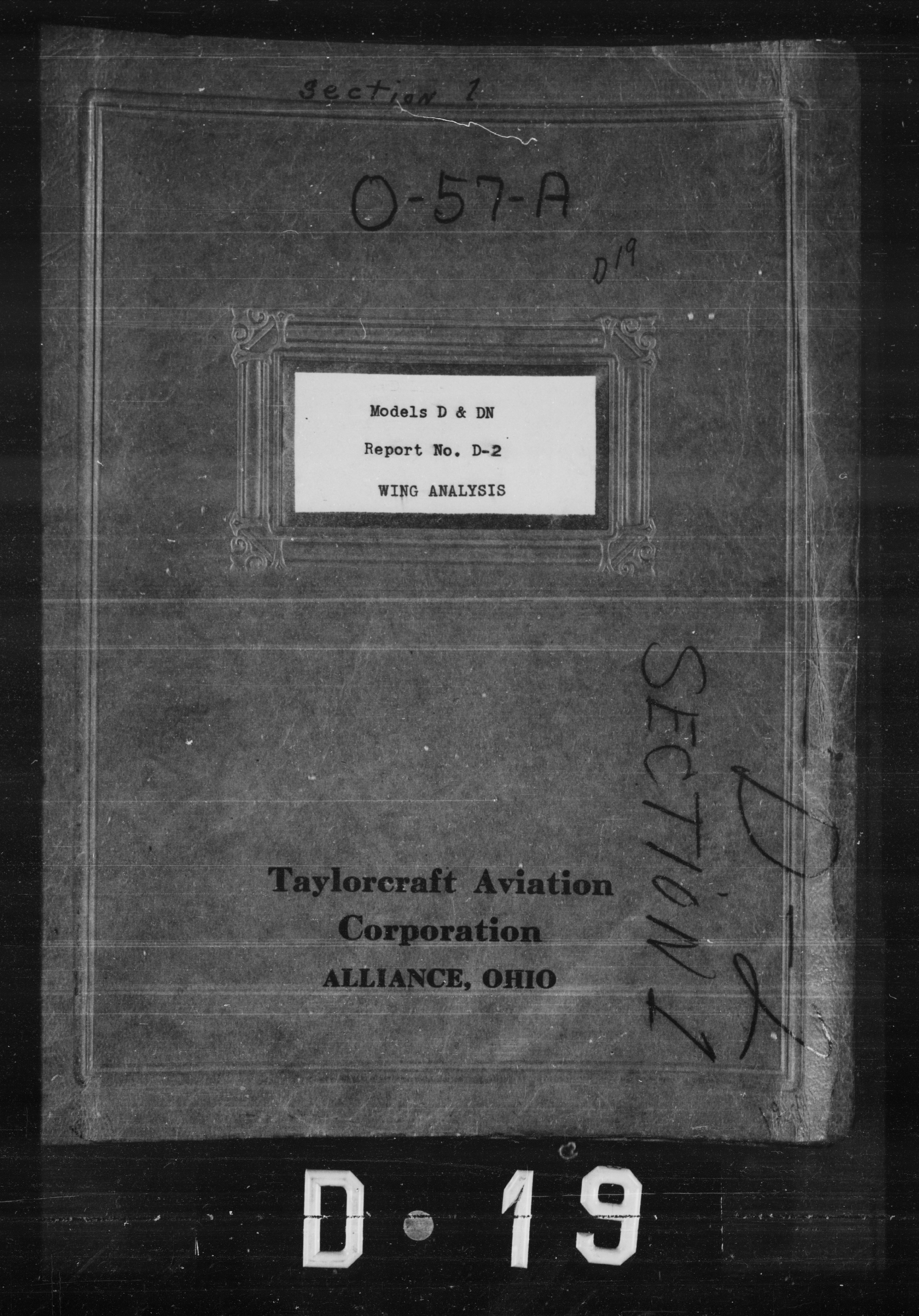 Sample page 1 from AirCorps Library document:  Wing Analysis for Models D & DN