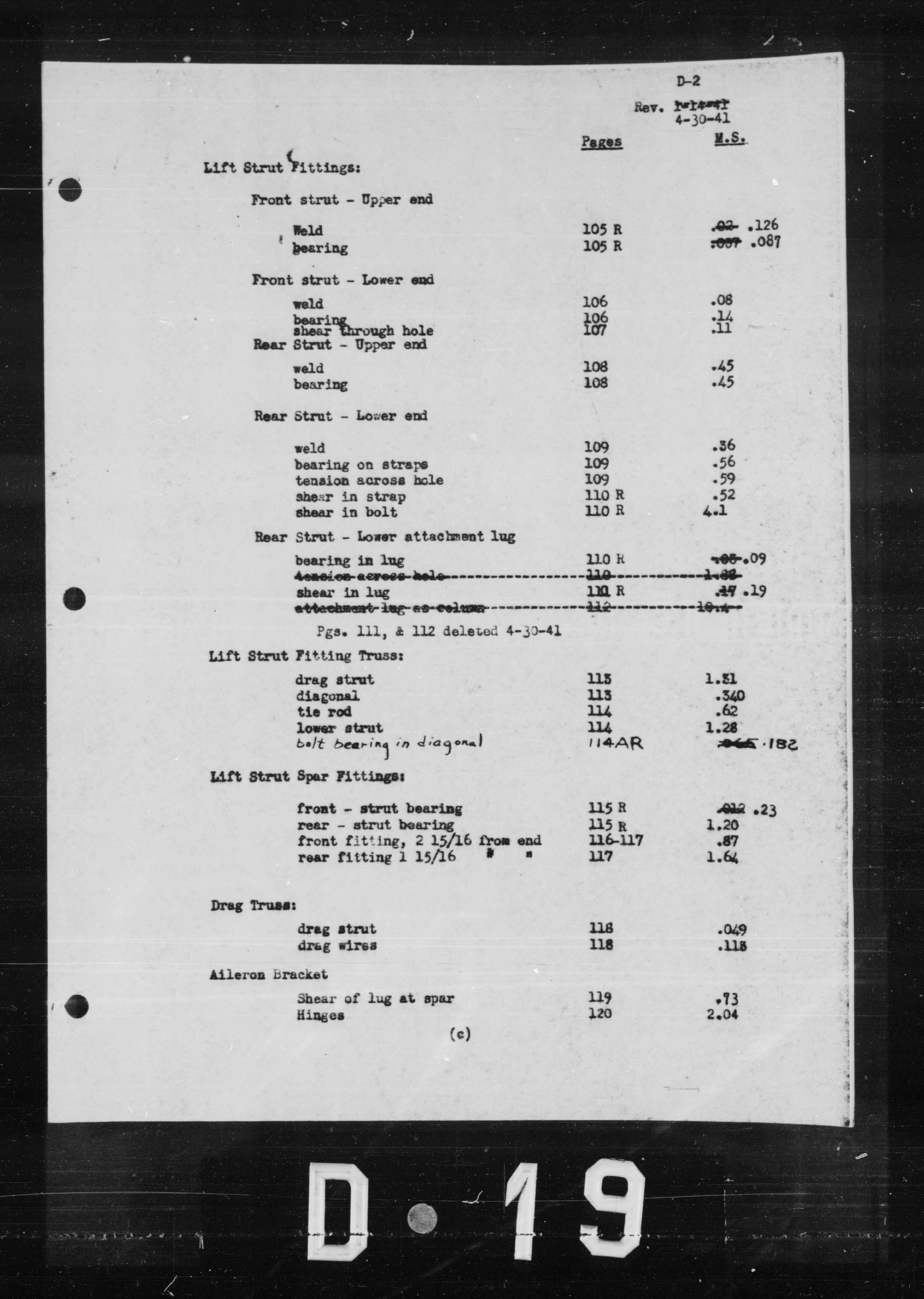 Sample page 5 from AirCorps Library document:  Wing Analysis for Models D & DN
