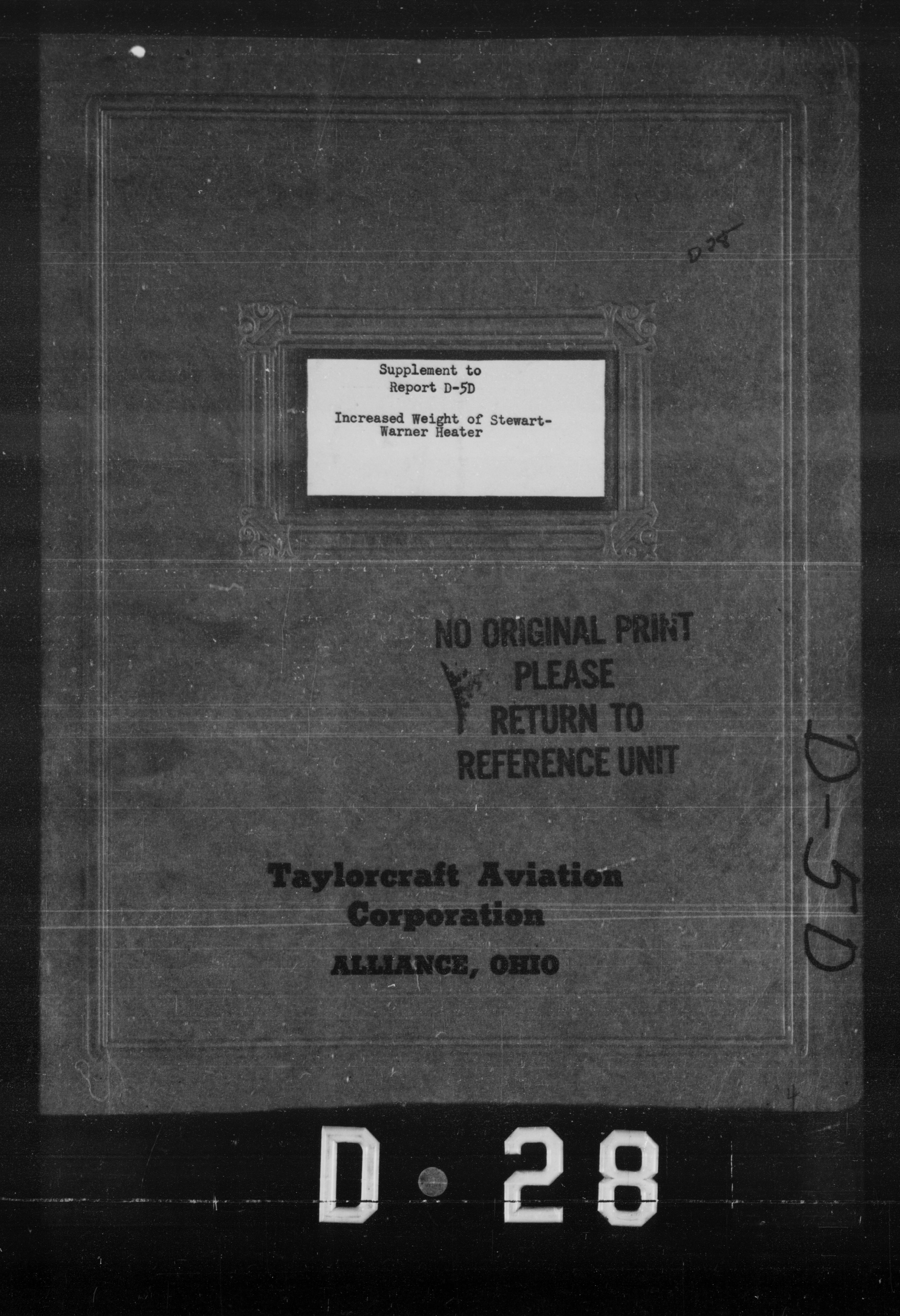 Sample page 1 from AirCorps Library document: Increased Weight of Stewart-Warner Heater