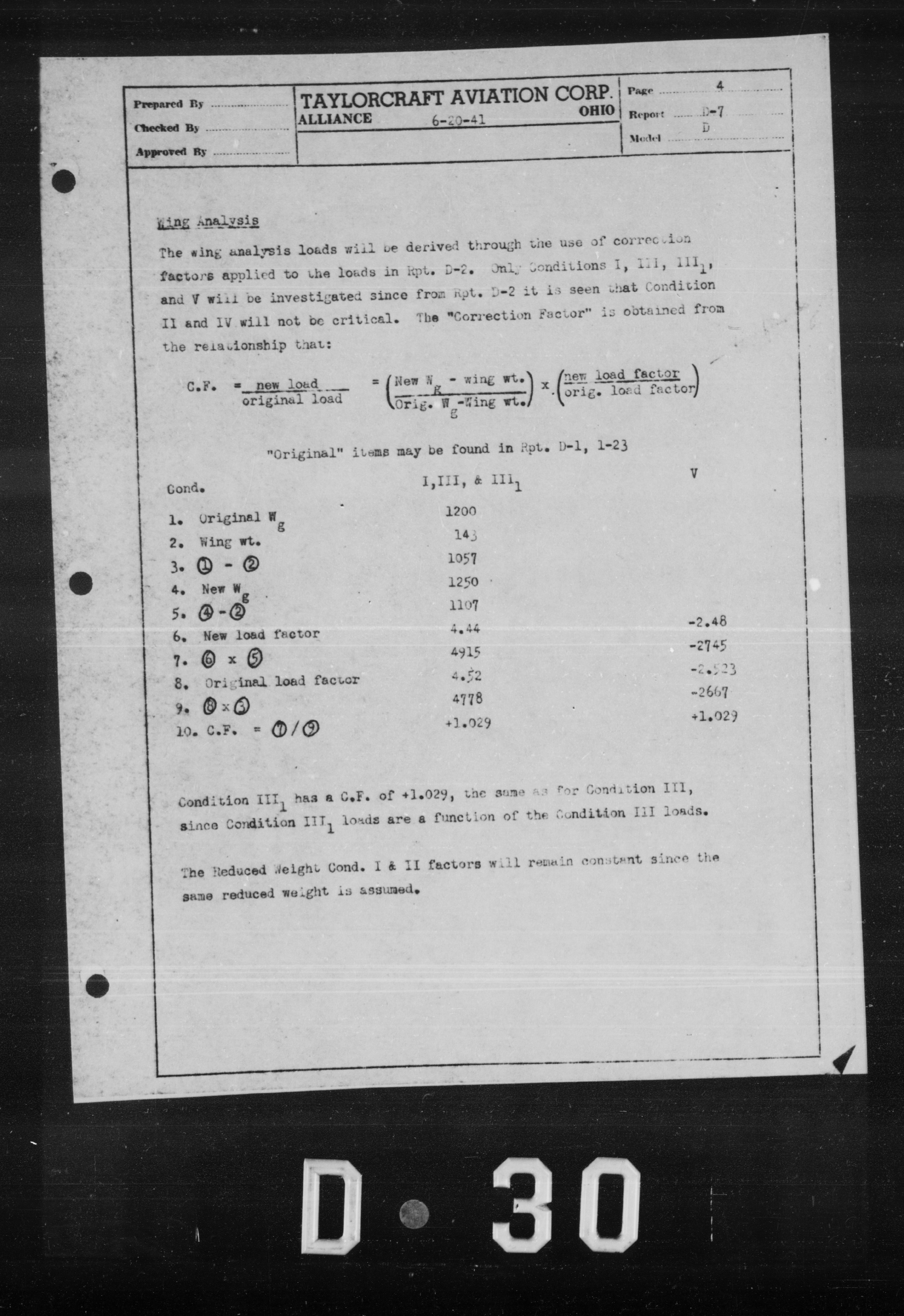 Sample page 7 from AirCorps Library document: Increase in Gross Weight From 1200 lbs. to 1250 lbs. for Model D