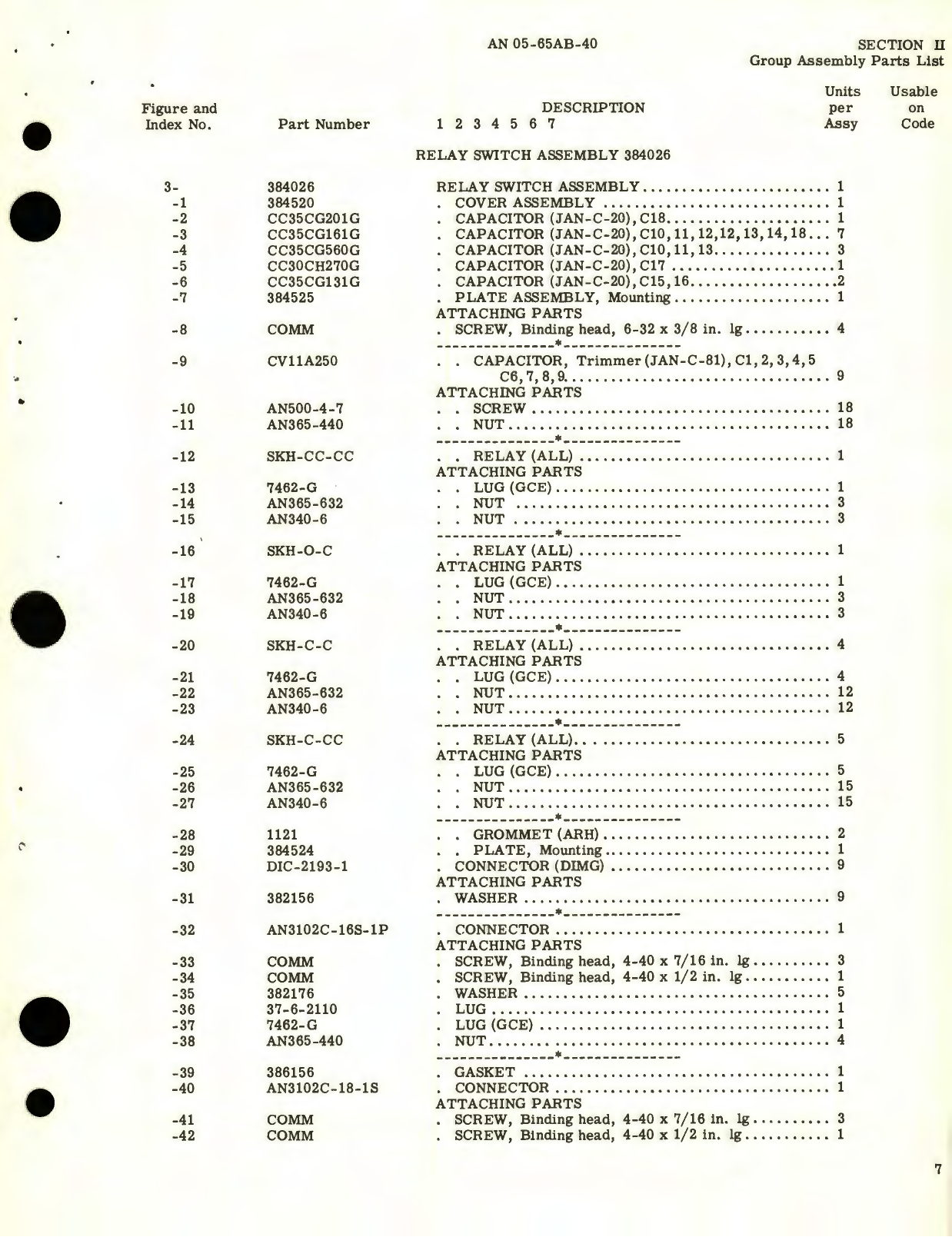 Sample page 5 from AirCorps Library document: Illustrated Parts Breakdown for Relay Switches and Transfer Switches Capacitor Fuel Gage System, Part No. 384023, 384026, 384040 