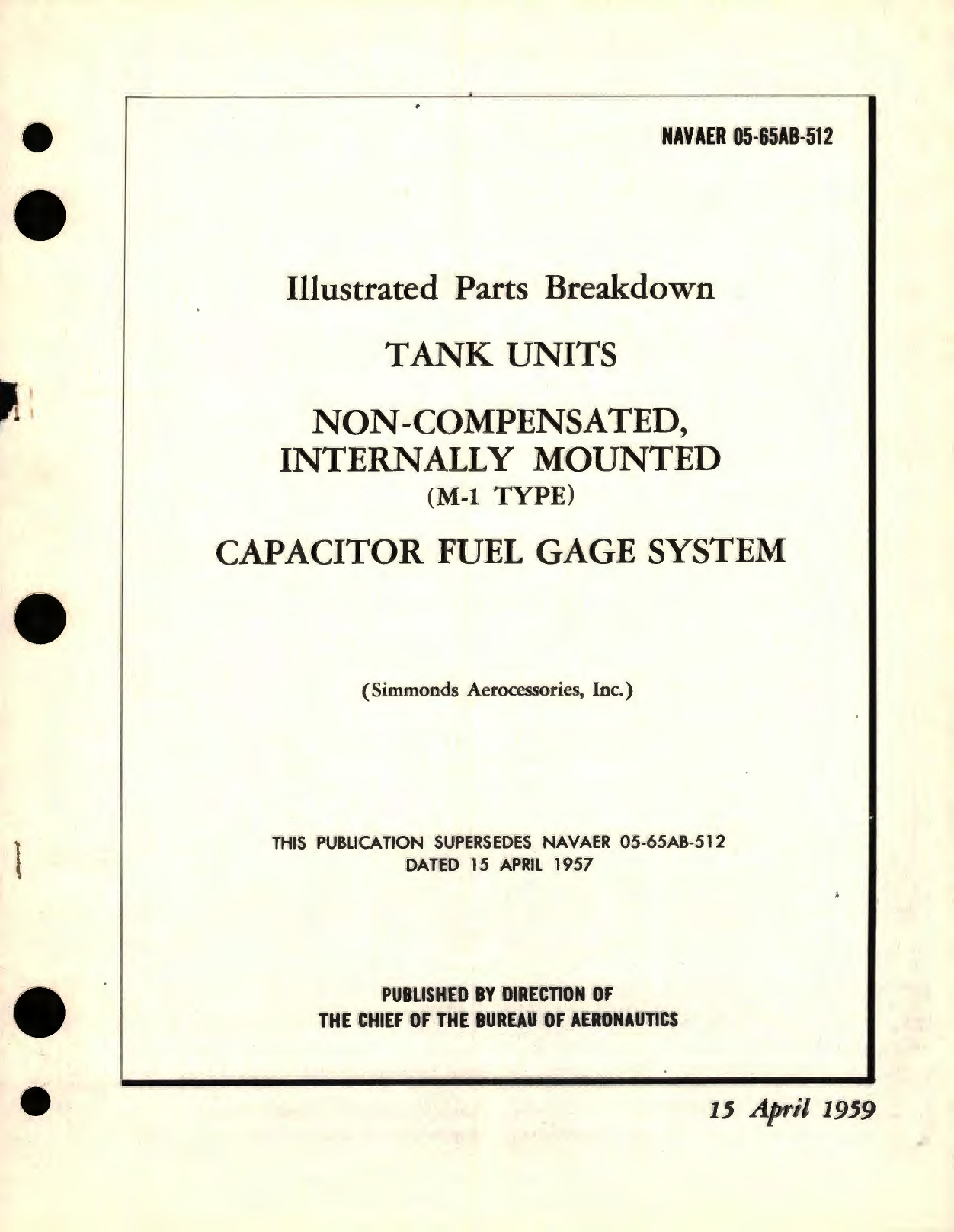 Sample page 1 from AirCorps Library document: Illustrated Parts Breakdown for Tank Units, Non-Compensated, Internally Mounted (M-1 Type) Capacitor Fuel Gage