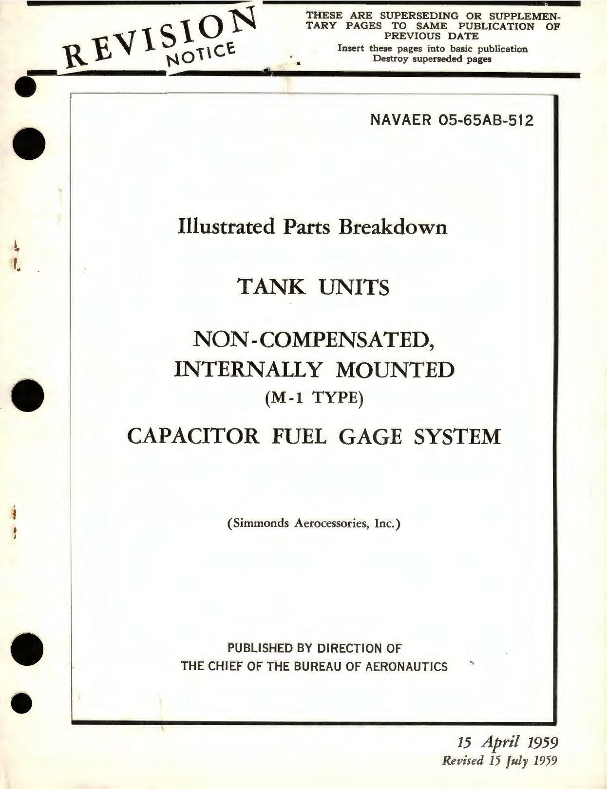 Sample page 1 from AirCorps Library document: Illustrated Parts Breakdown for Tank Units, Non-Compensated Internally Mounted (M-1 Type) Capacitor Fuel Gage System