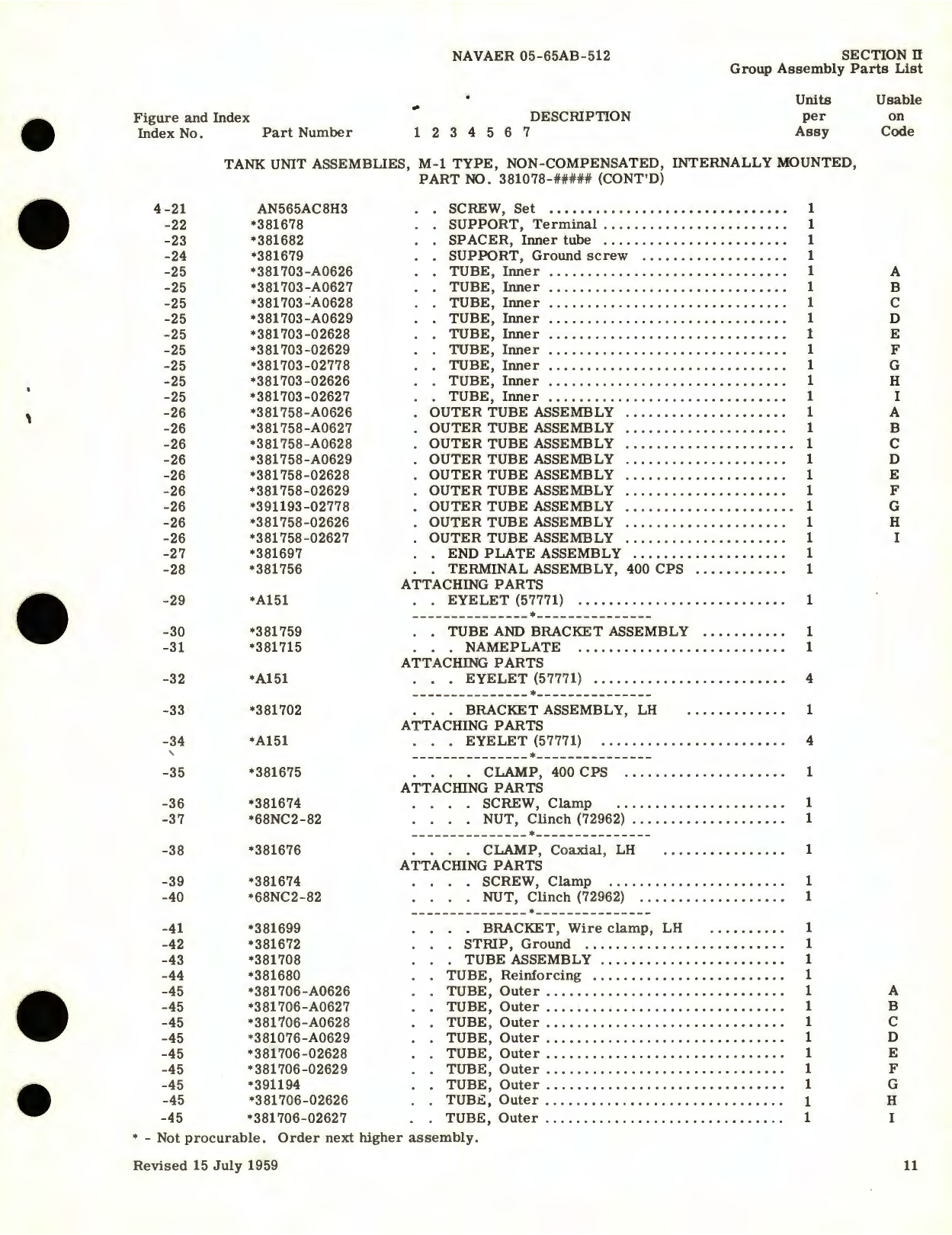 Sample page 5 from AirCorps Library document: Illustrated Parts Breakdown for Tank Units, Non-Compensated Internally Mounted (M-1 Type) Capacitor Fuel Gage System