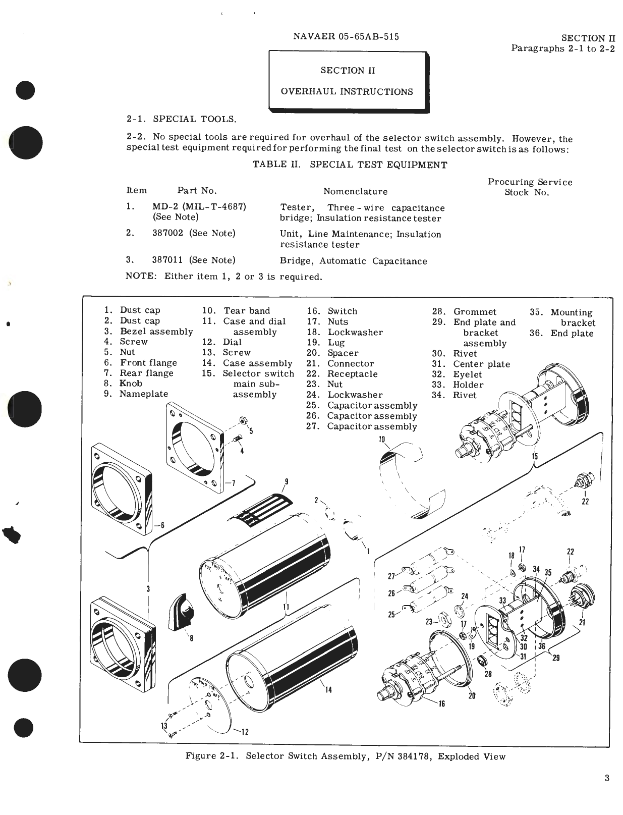 Sample page 7 from AirCorps Library document: Overhaul Instructions for Selector Switch Assemblies Capacitor Fuel Gage System Part No. 384178 