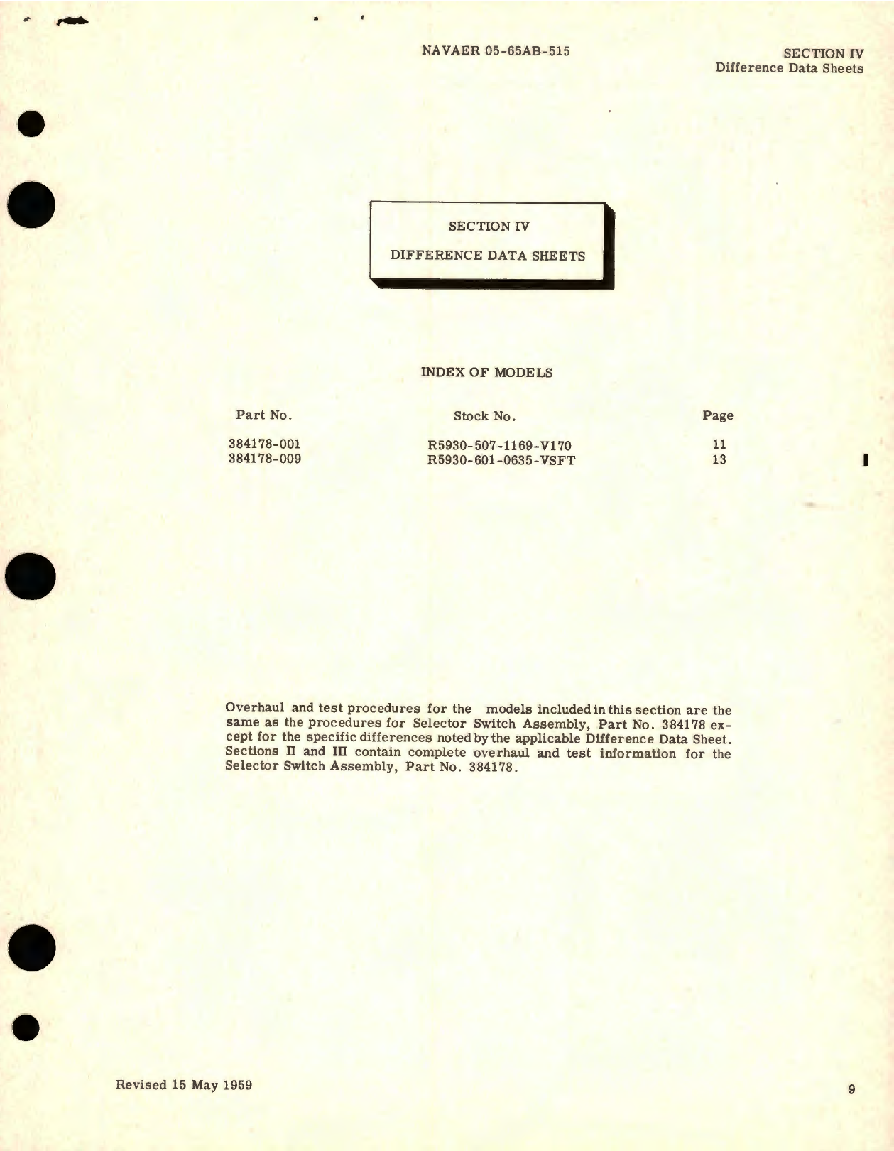 Sample page 5 from AirCorps Library document: Overhaul Instructions for Selector Switch Assemblies Capacitor Fuel Gage System Part No. 384178