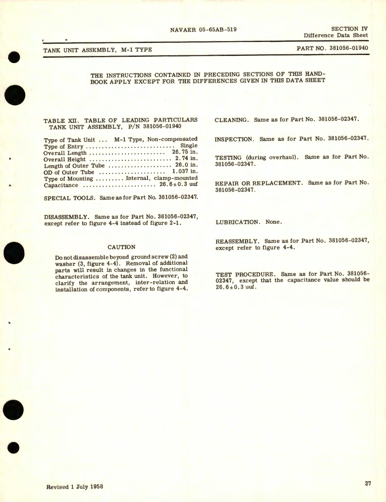 Sample page 5 from AirCorps Library document: Overhaul Instructions for Tank Units Non-Compensated Internally Mounted (M-1 Type) Capacitor Fuel Gage System