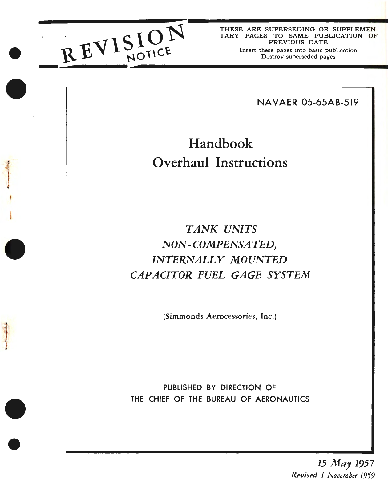 Sample page 1 from AirCorps Library document: Overhaul Instructions for Tank Units Non-Compensated, Internally Mounted Capacitor Fuel Gage System