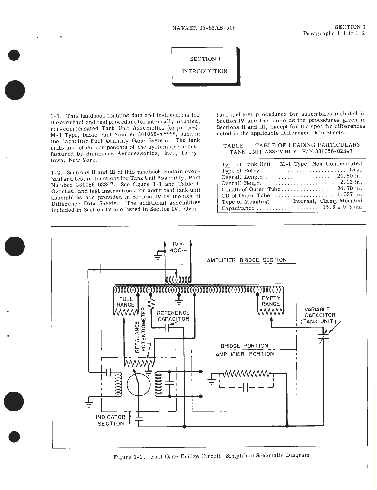 Sample page 5 from AirCorps Library document: Overhaul Instructions for Tank Units Non-Compensated, Internally Mounted (M-1 Type) Capacitor Fuel Gage System, Part No. 381056