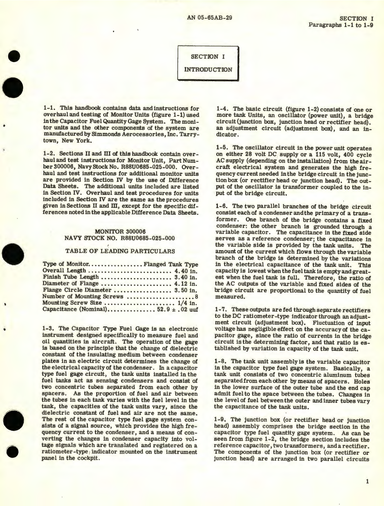 Sample page 5 from AirCorps Library document: Handbook Overhaul Instructions for Monitor Units Capacitor Fuel Gage System, Part No. 300006, 300016, 300022  