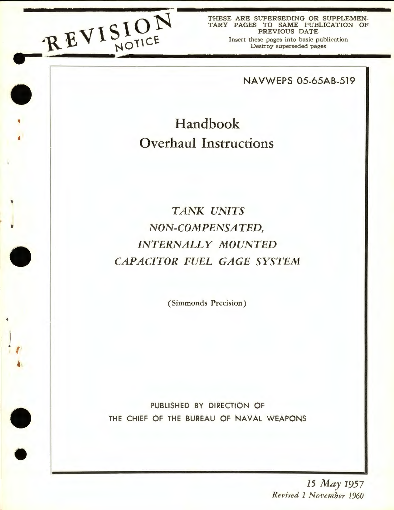 Sample page 1 from AirCorps Library document: Overhaul Instructions Tank Units Non-Compensated Internally Mounted Capacitor Fuel Gage System 