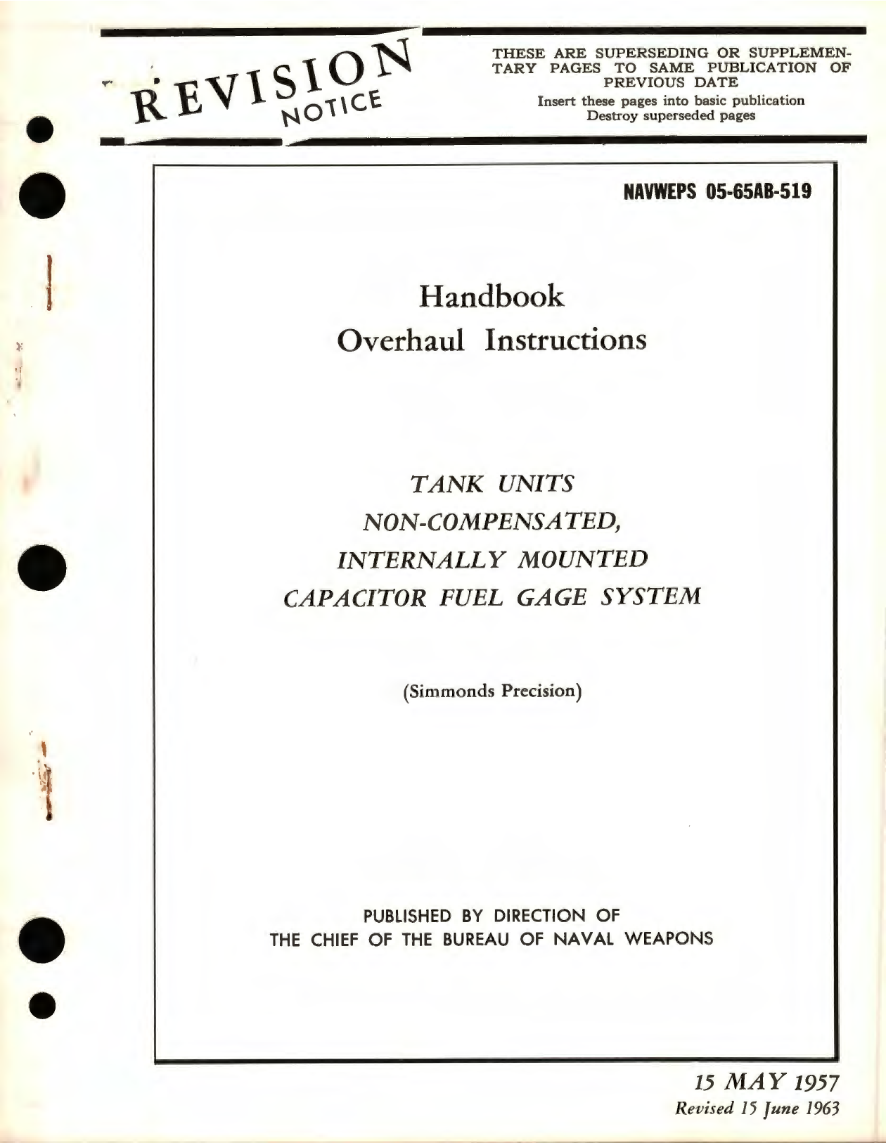 Sample page 1 from AirCorps Library document: Overhaul Instructions for Tank Units Non-Compensated, Internally Mounted Capacitor Fuel Gage System 